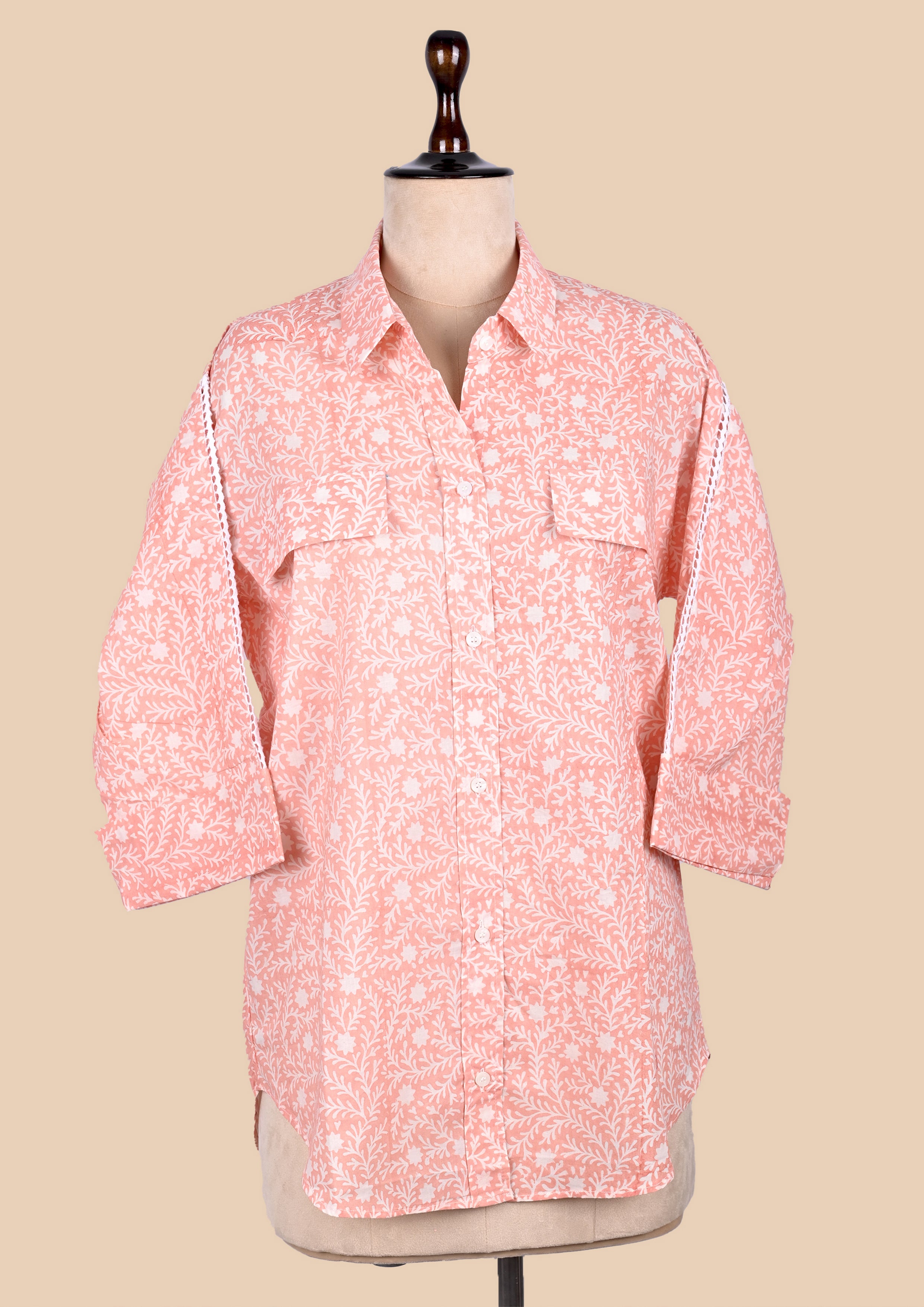 Peach Cotton Shirt Coord Set