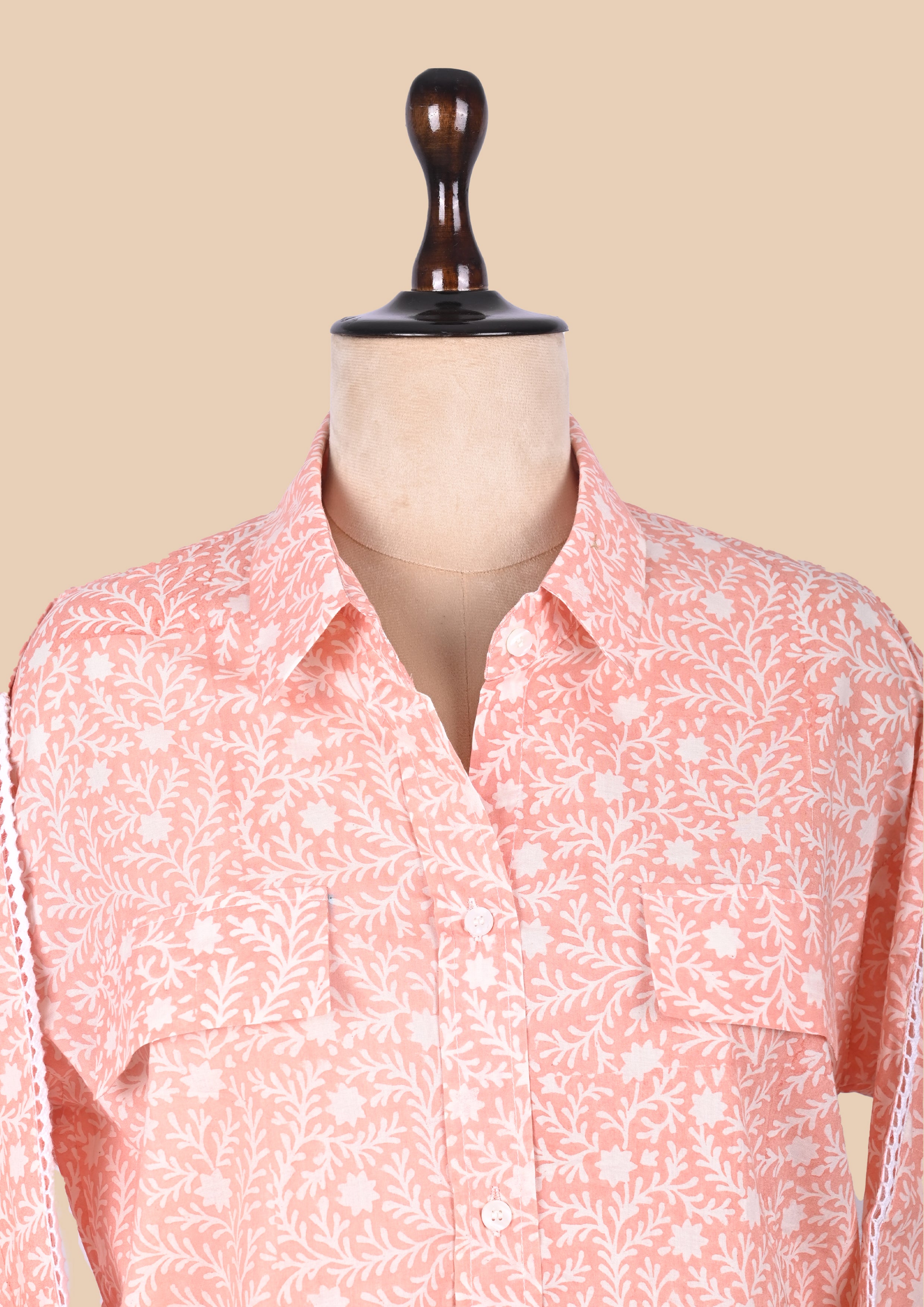 Peach Cotton Shirt Coord Set