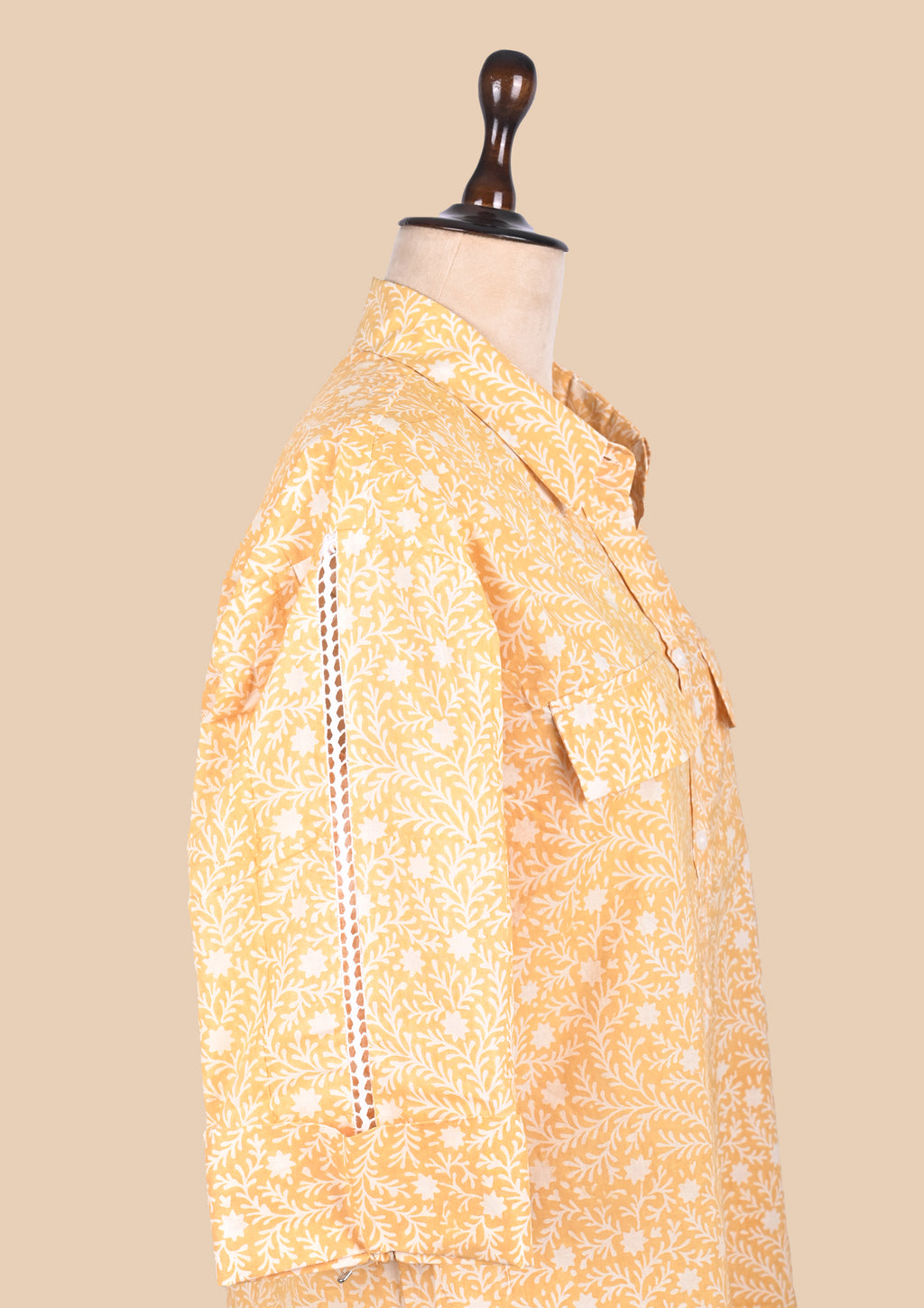 Yellow Cotton Shirt Coord Set