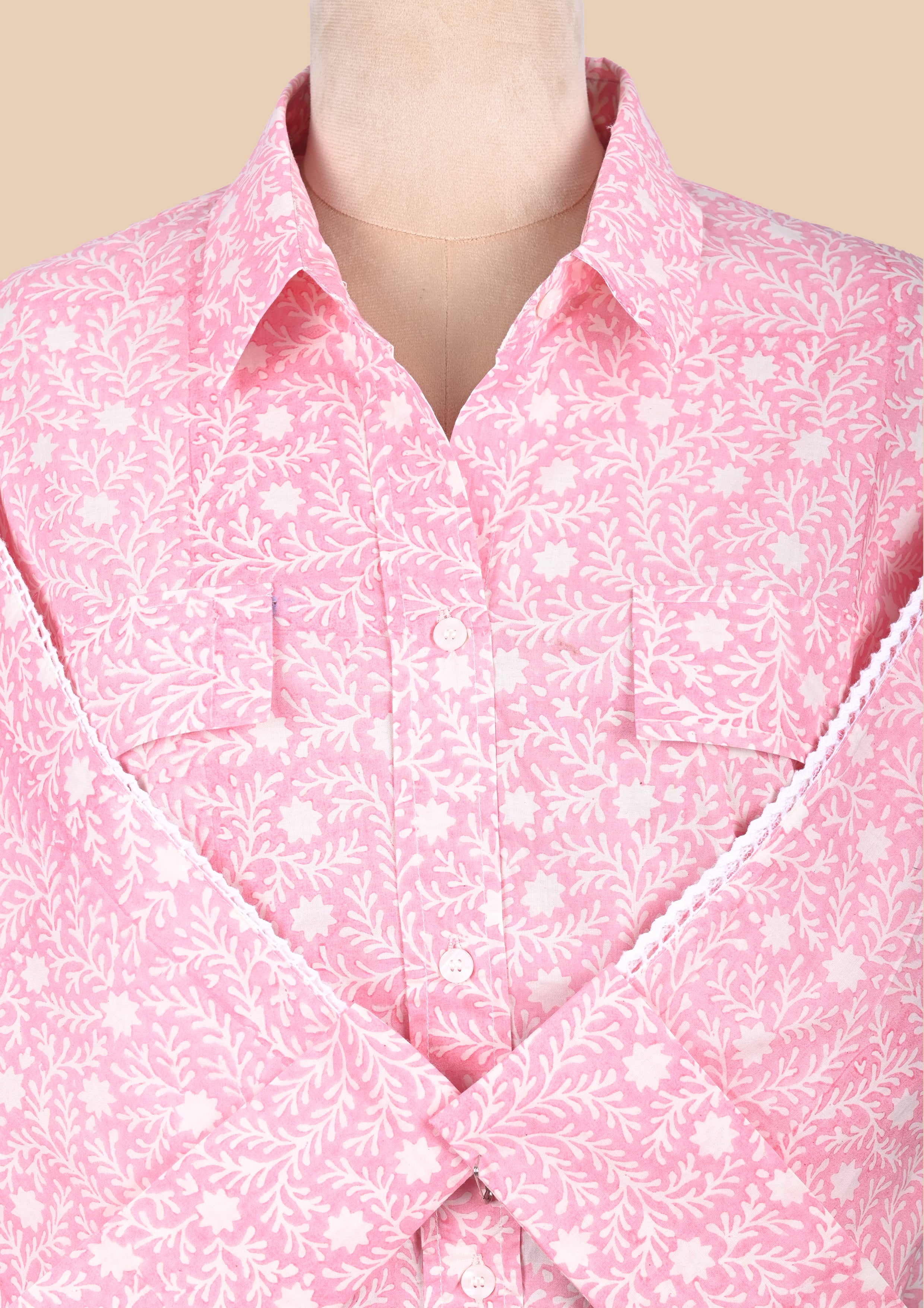 Pink Cotton Shirt Coord Set