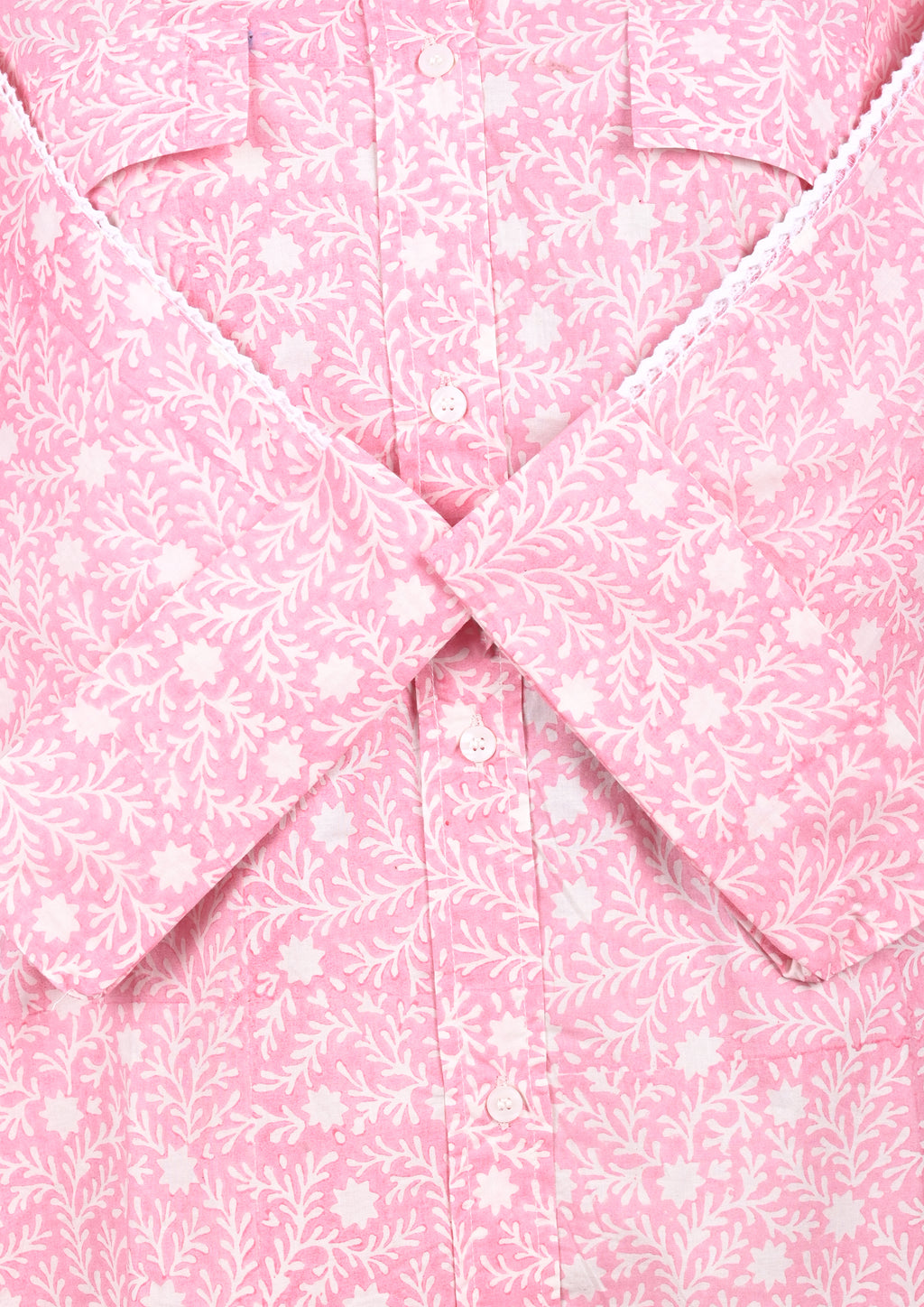 Pink Cotton Shirt Coord Set