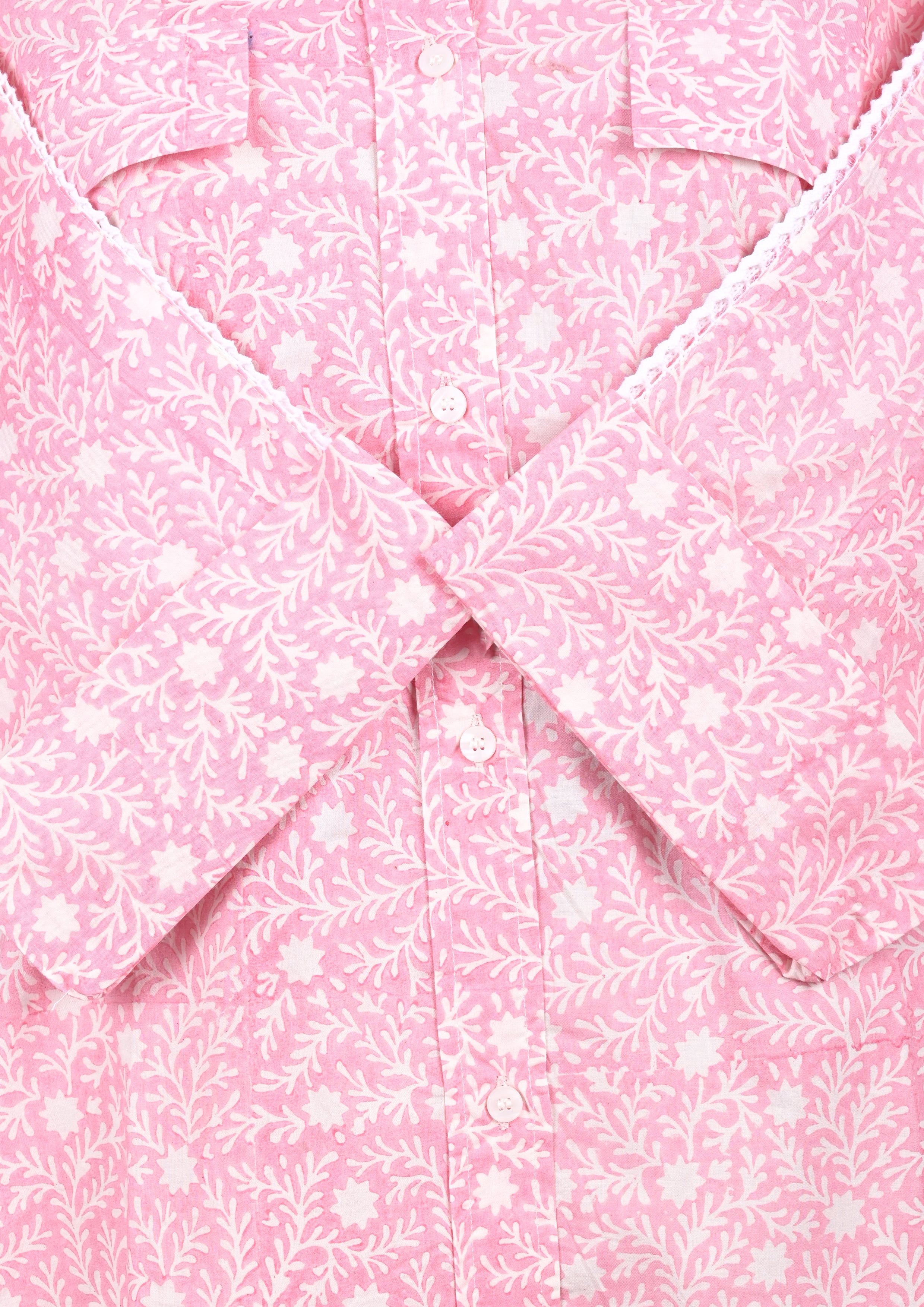 Pink Cotton Shirt Coord Set