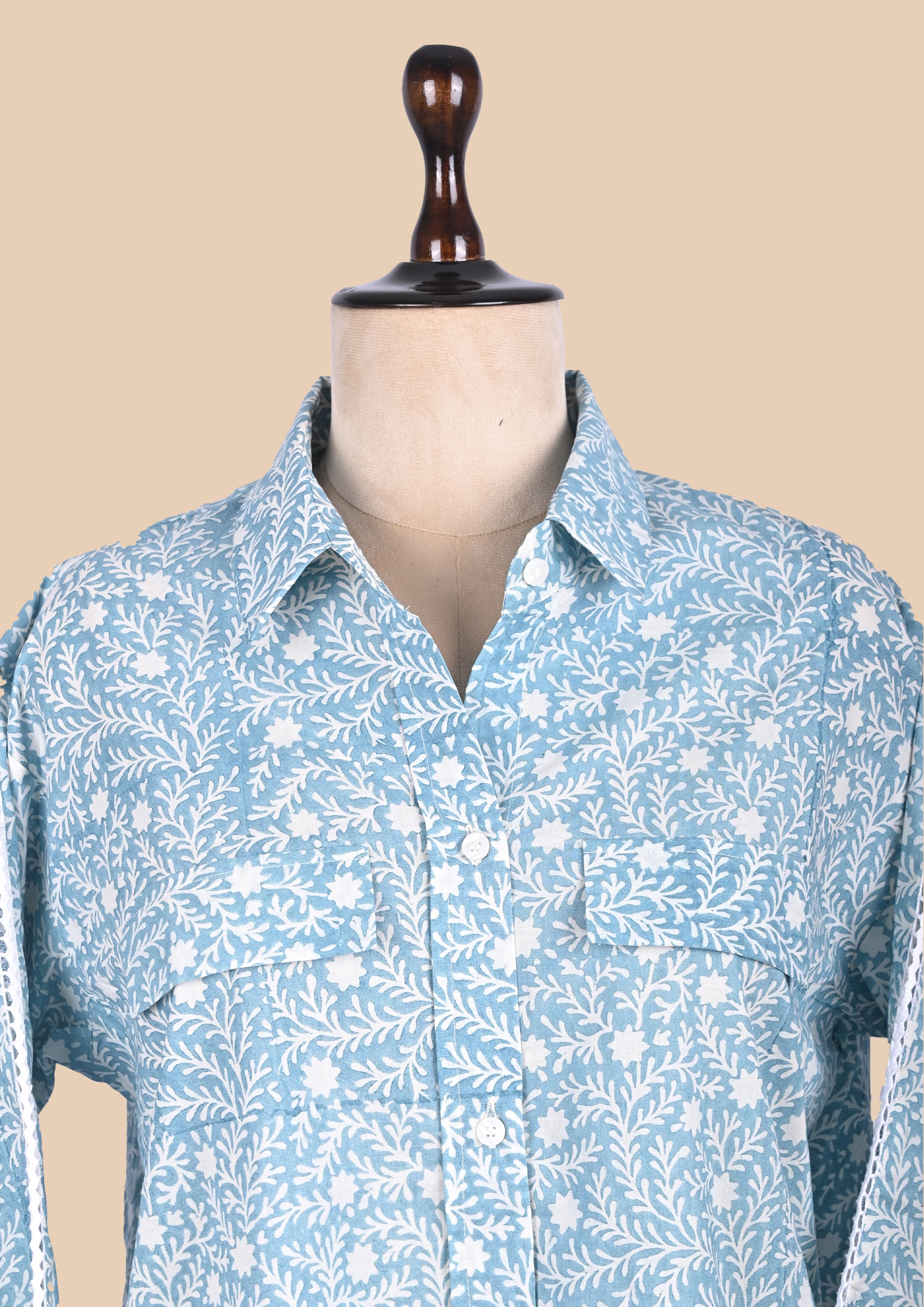 Blue Cotton Shirt Coord Set