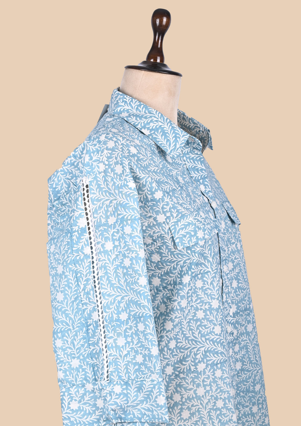 Blue Cotton Shirt Coord Set