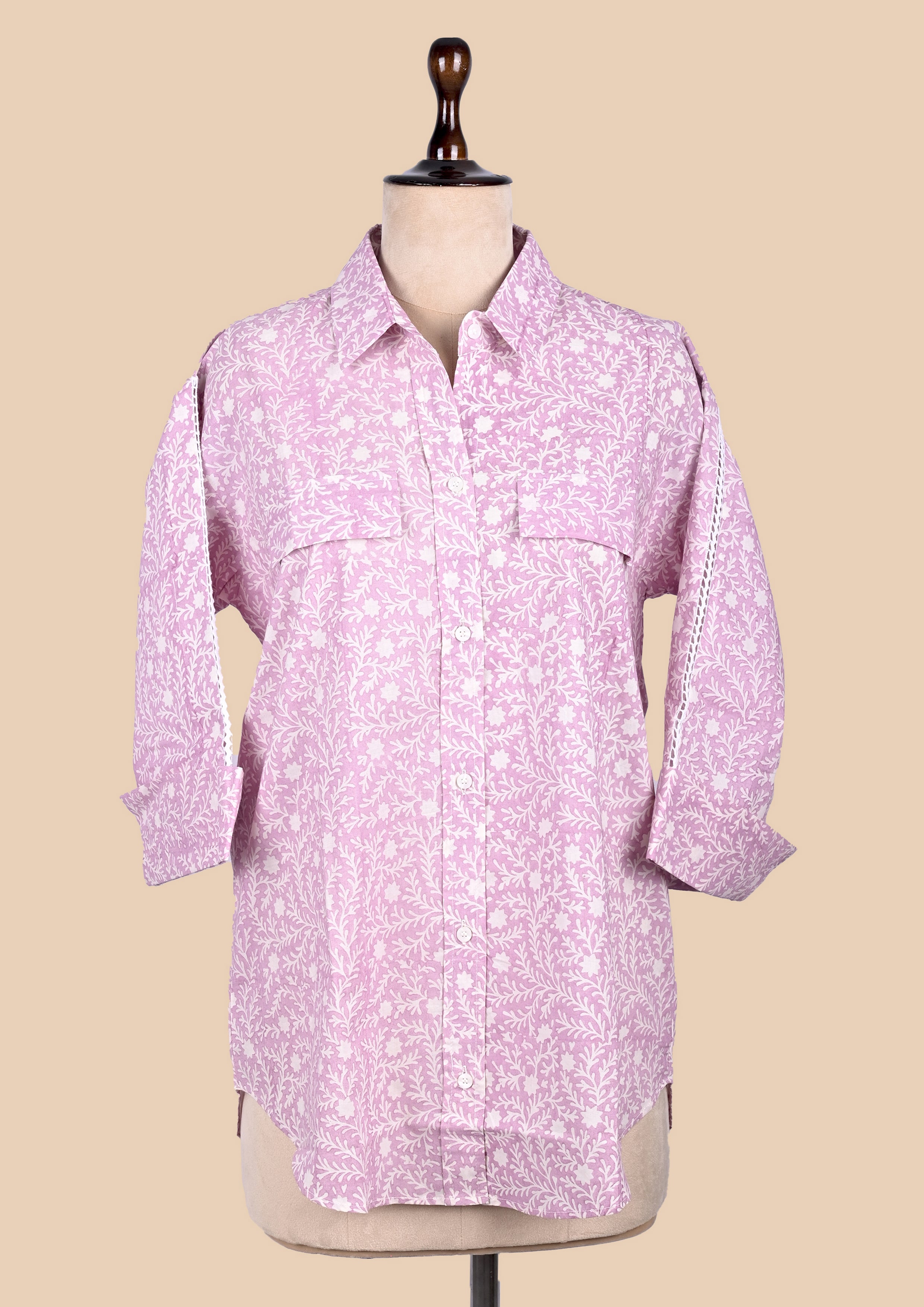 Purple Cotton Shirt Coord Set