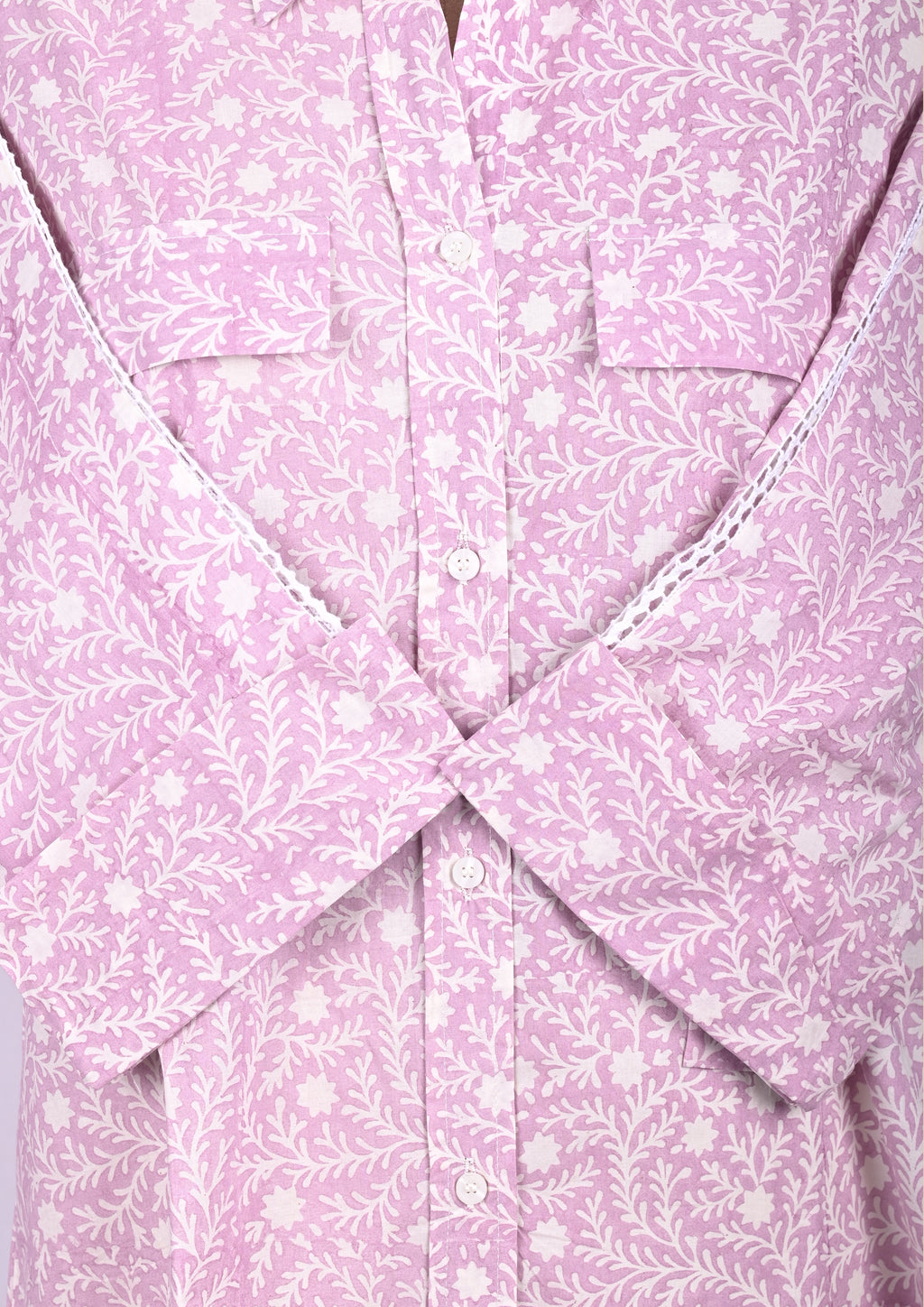 Purple Cotton Shirt Coord Set