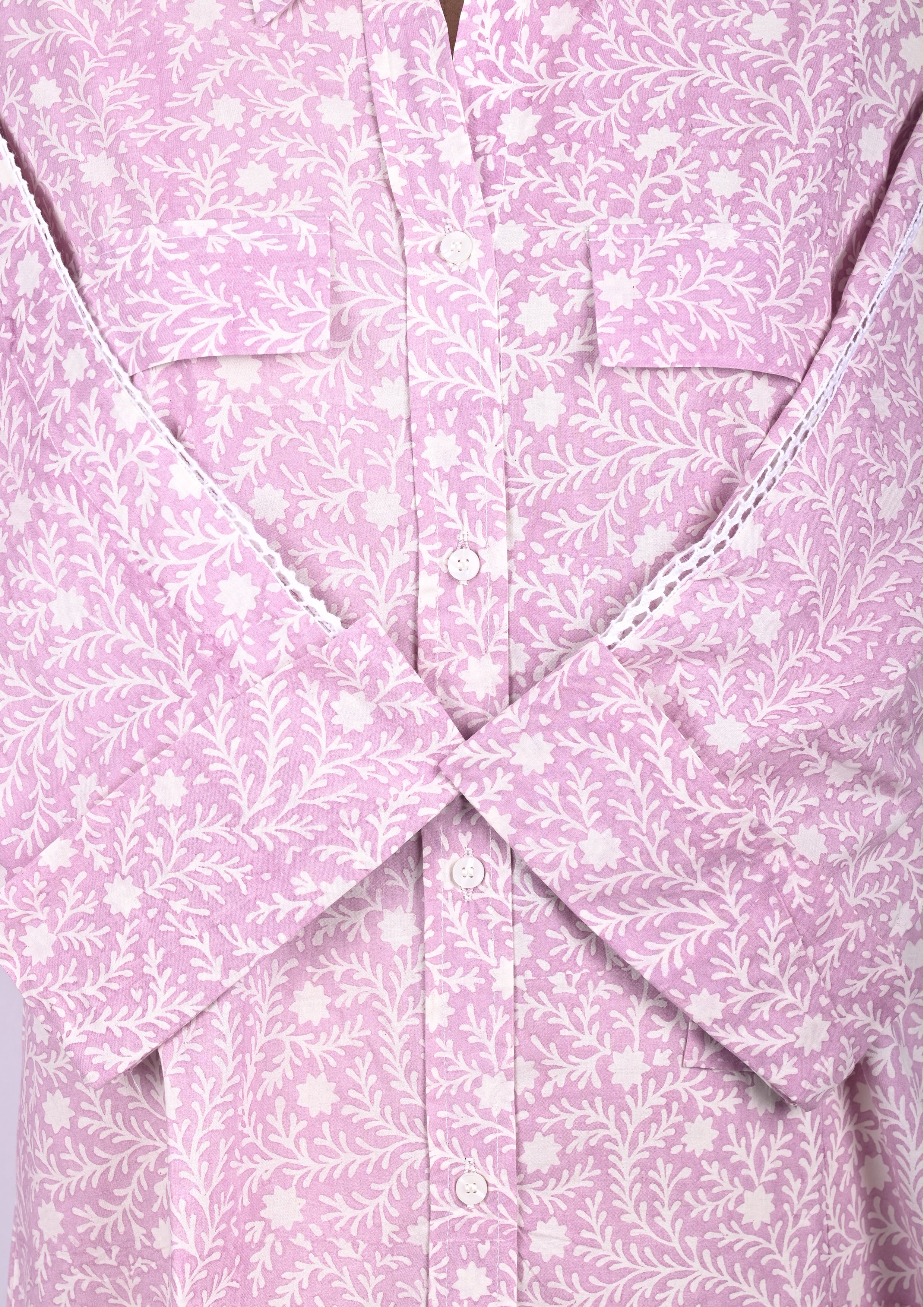 Purple Cotton Shirt Coord Set