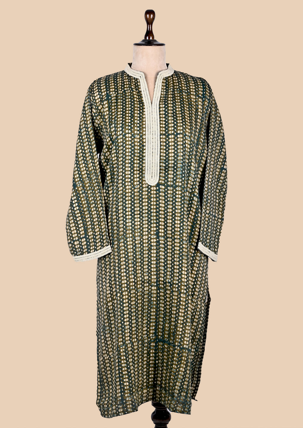 Green Batik Print Kurta