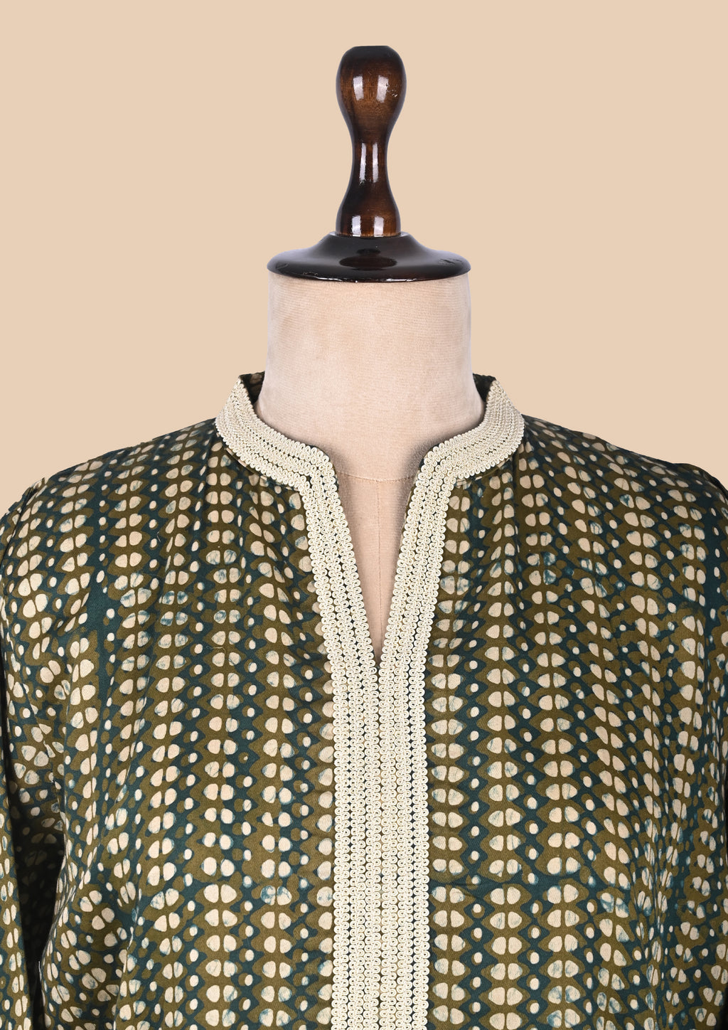 Green Batik Print Kurta