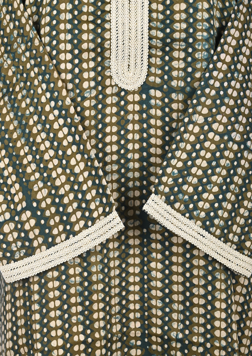 Green Batik Print Kurta