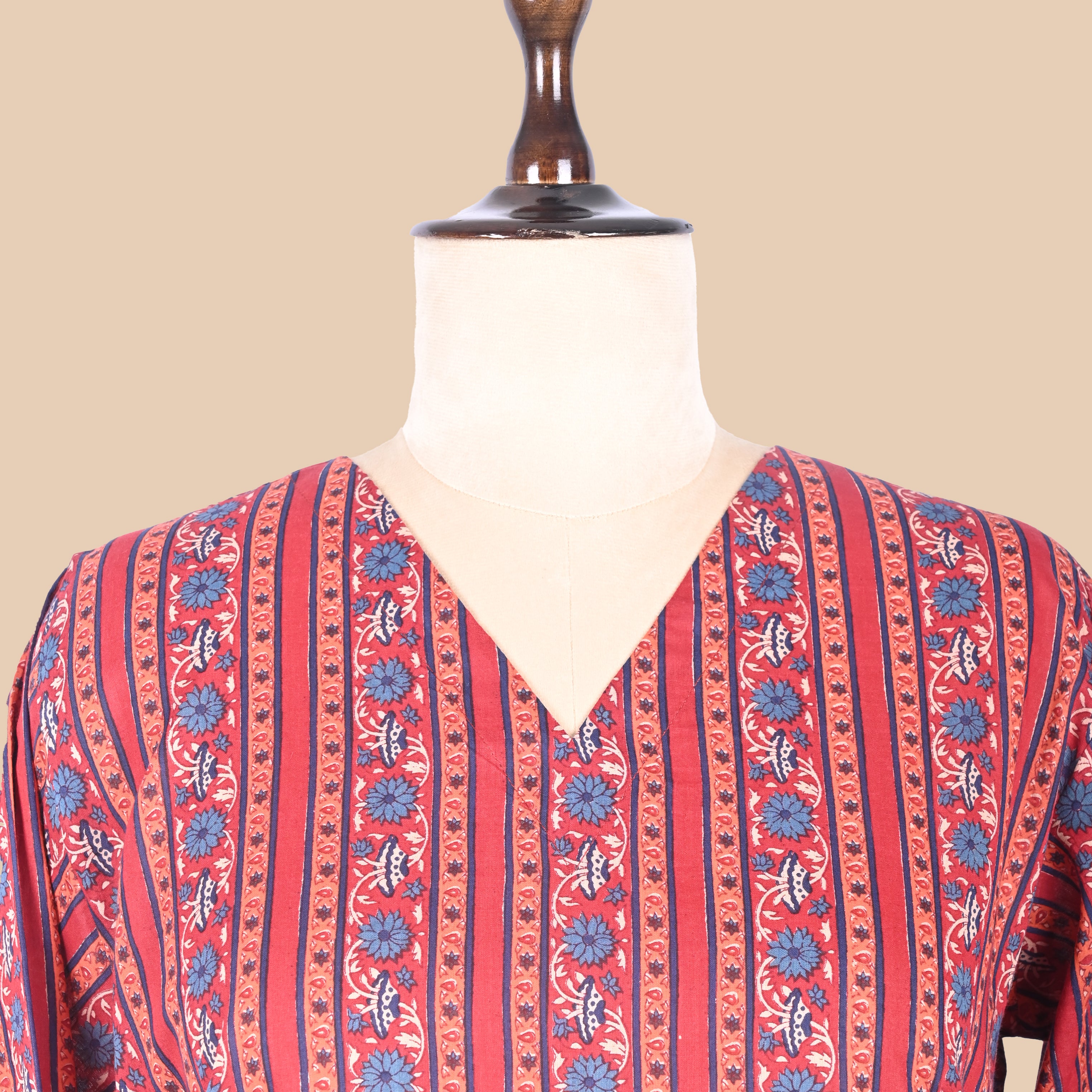 Red Pink Mul Cotton Kurta Set