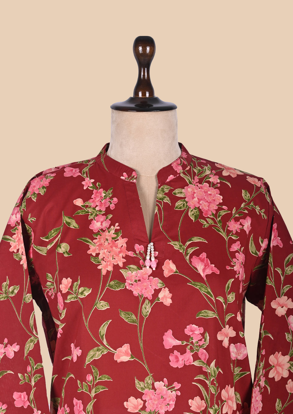 Red Cambric Cotton Kurta Set