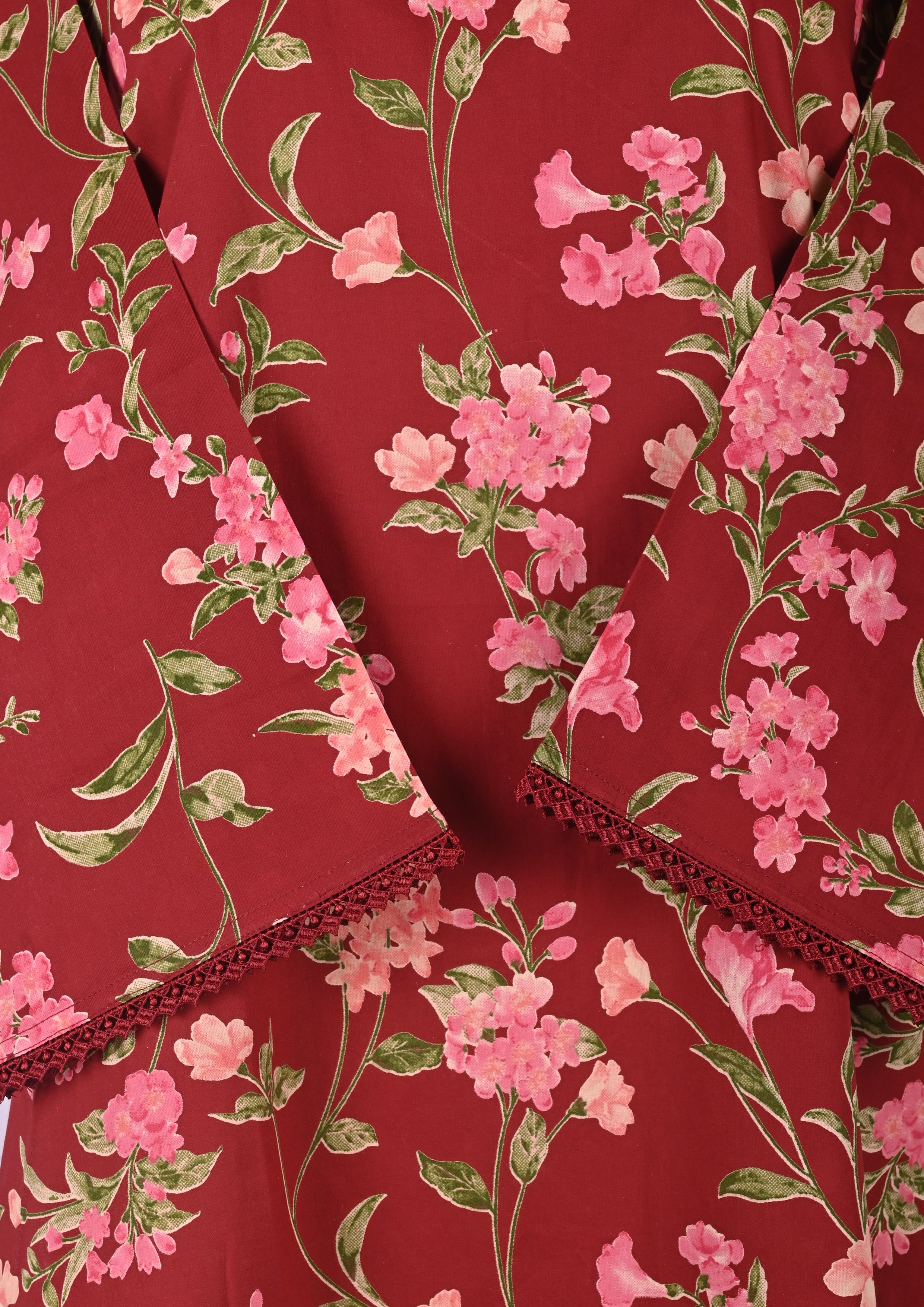 Red Cambric Cotton Kurta Set