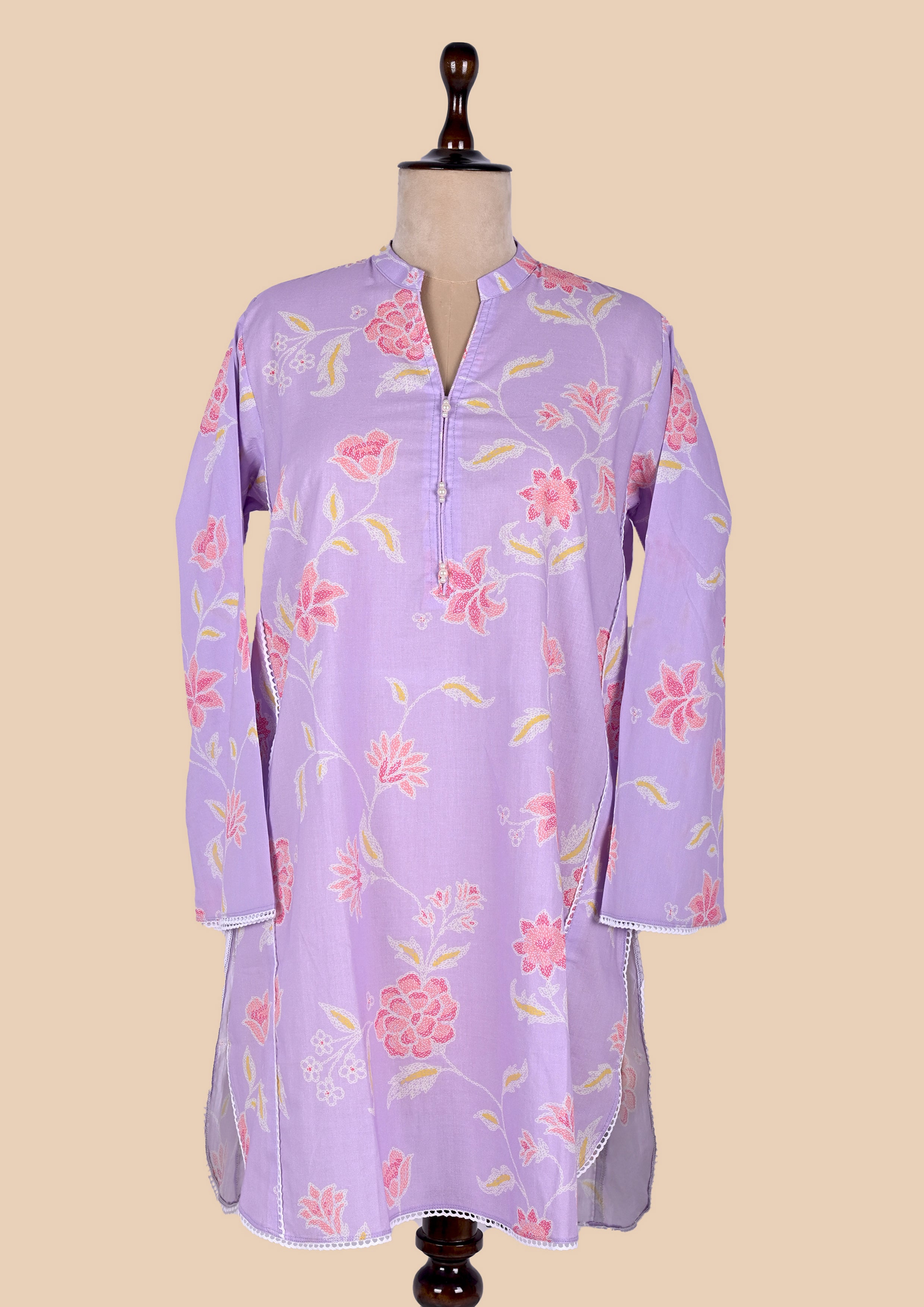 Lilac Cotton Kurti Set