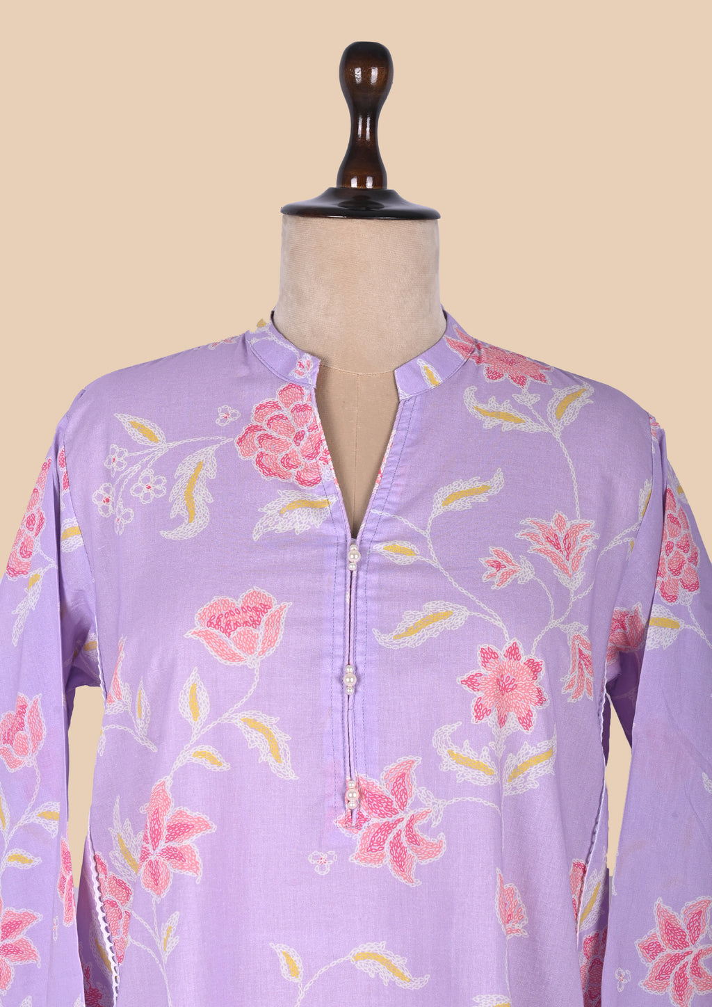 Lilac Cotton Kurti Set