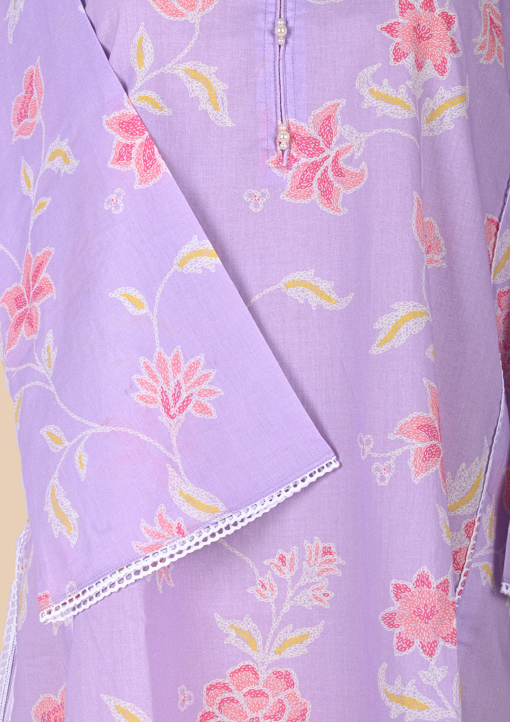 Lilac Cotton Kurti Set