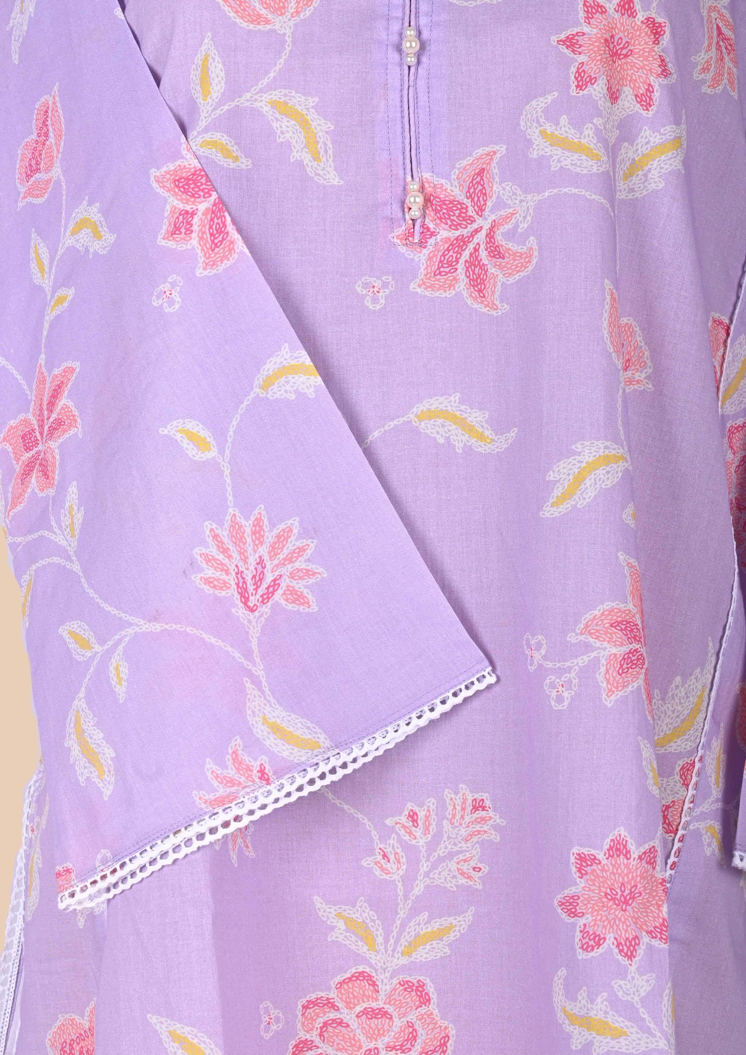 Lilac Cotton Kurti Set