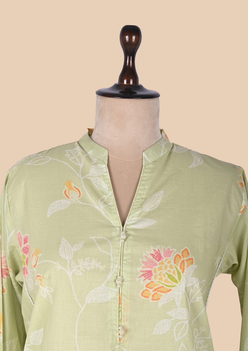 Light Green Cotton Kurti Set