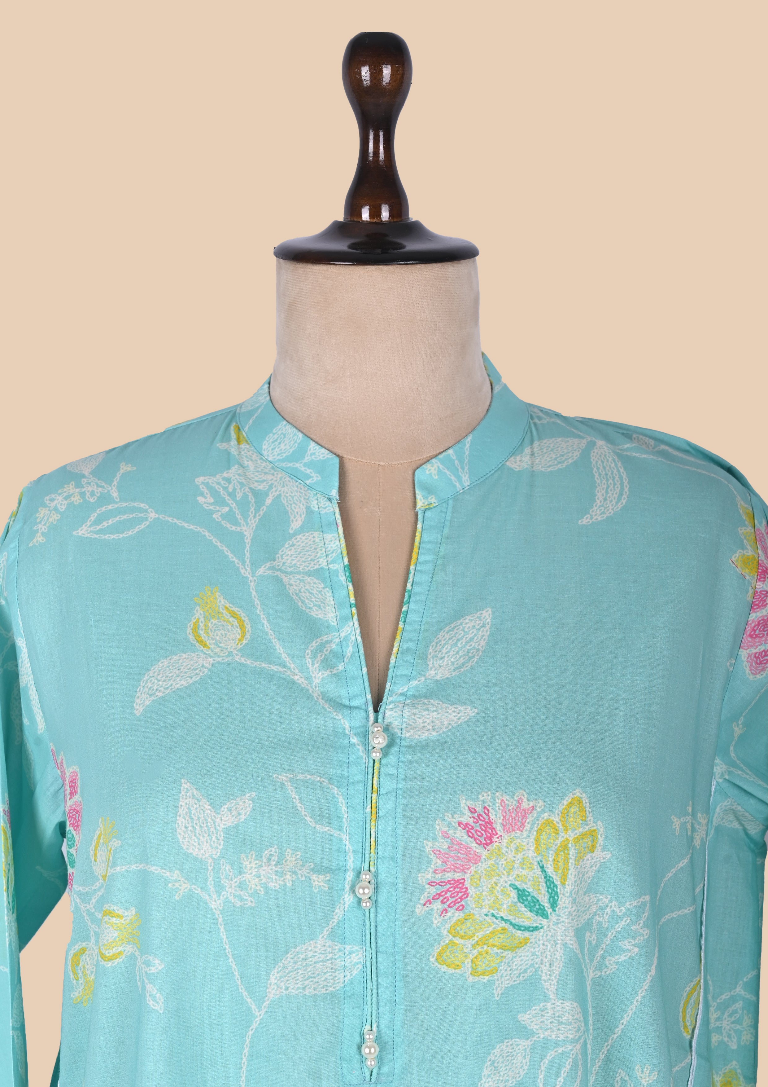 Light Blue Cotton Kurti Set