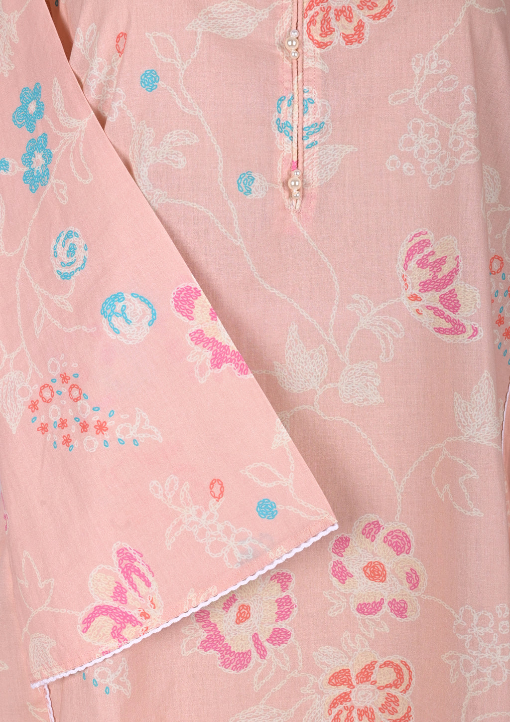 Peach Cotton Kurti Set