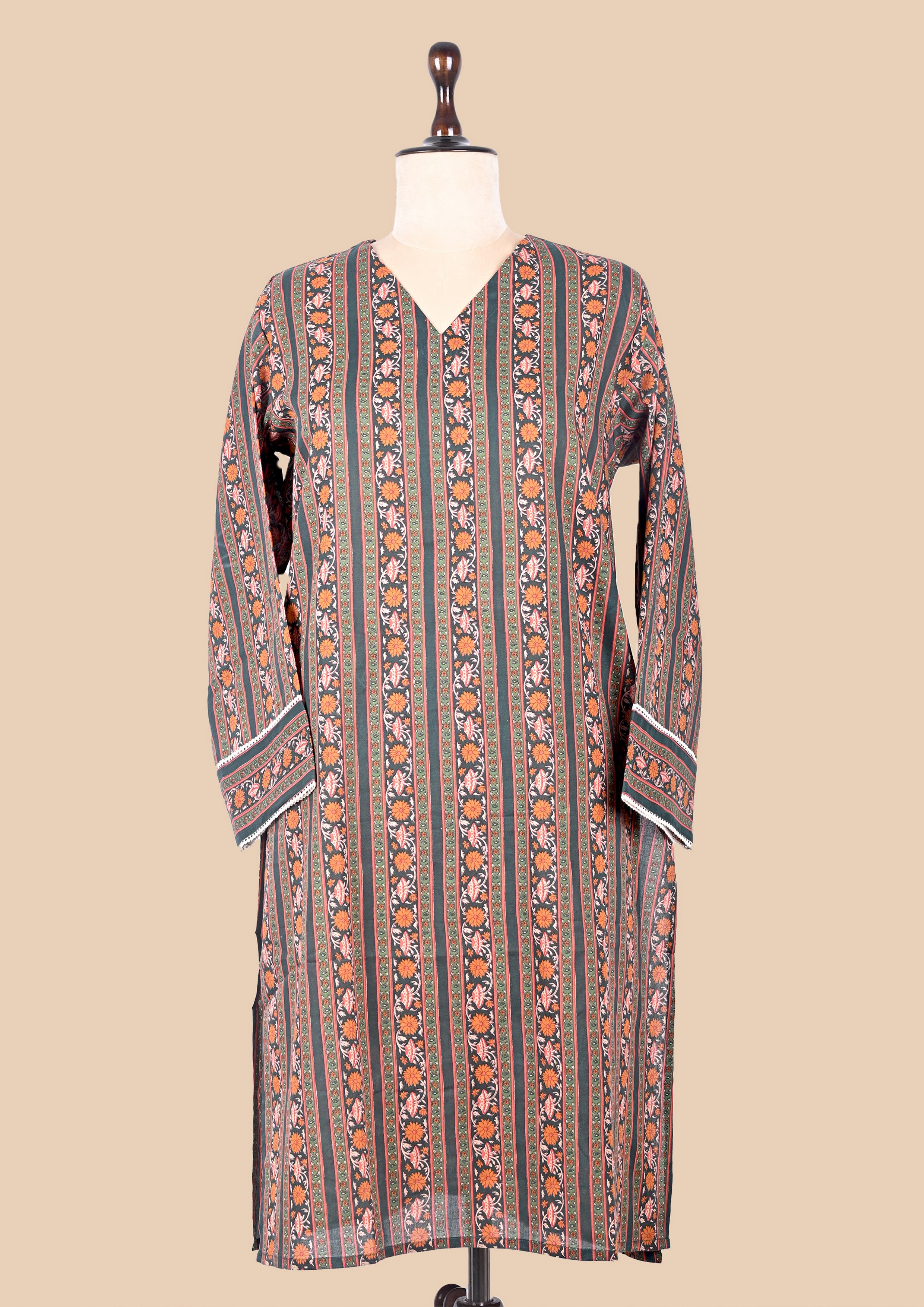 Dark Green Mul Cotton Kurta Set