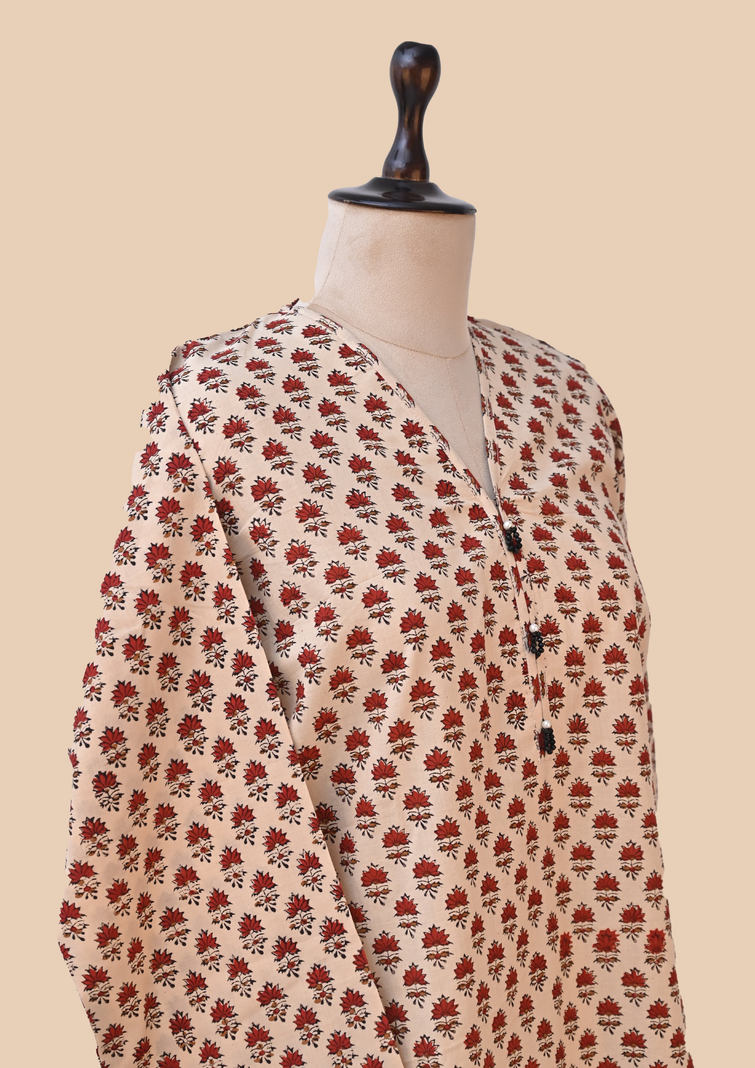 Red Kalamkari Bagru Block Print Kurta Set