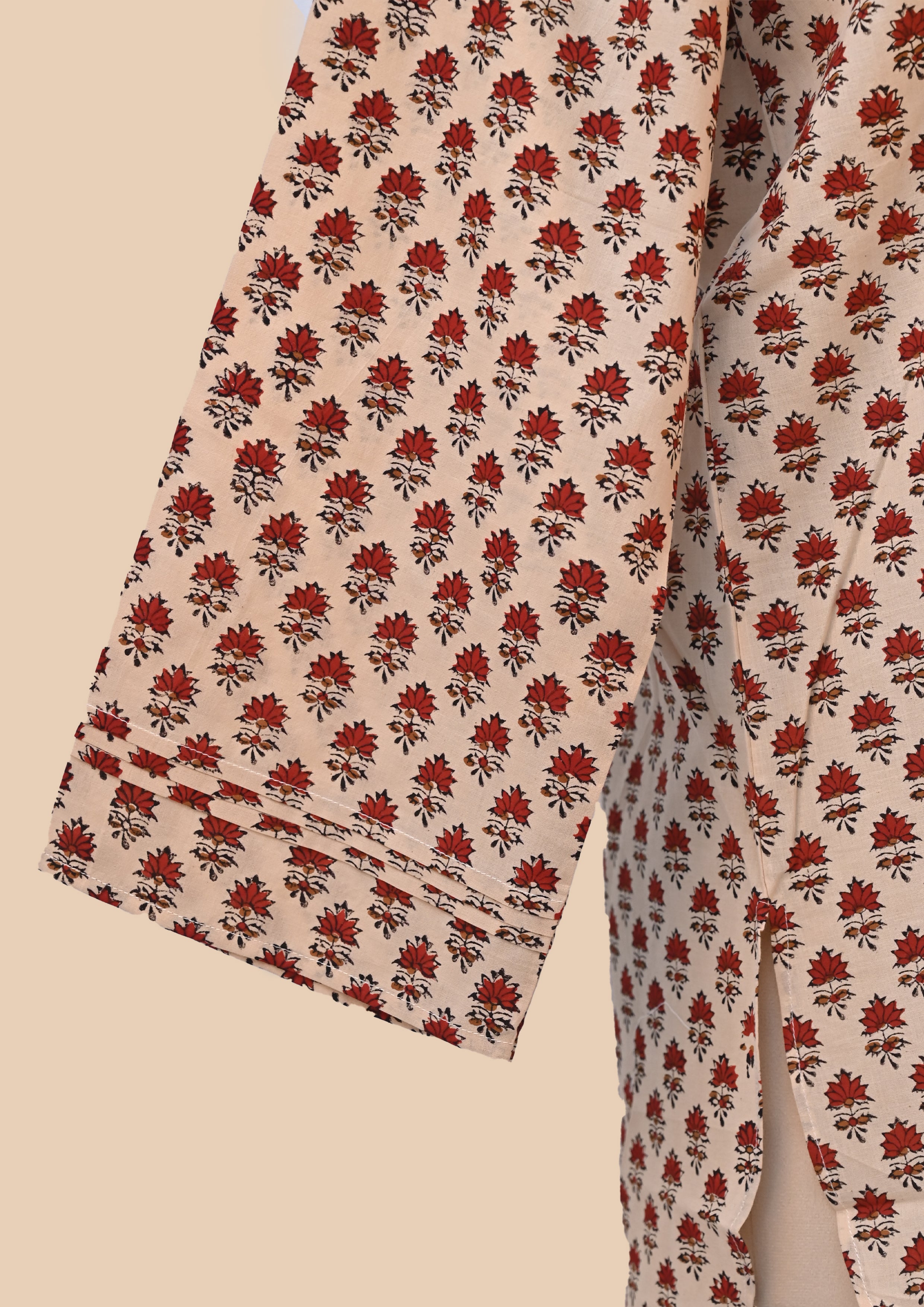 Red Kalamkari Bagru Block Print Kurta Set