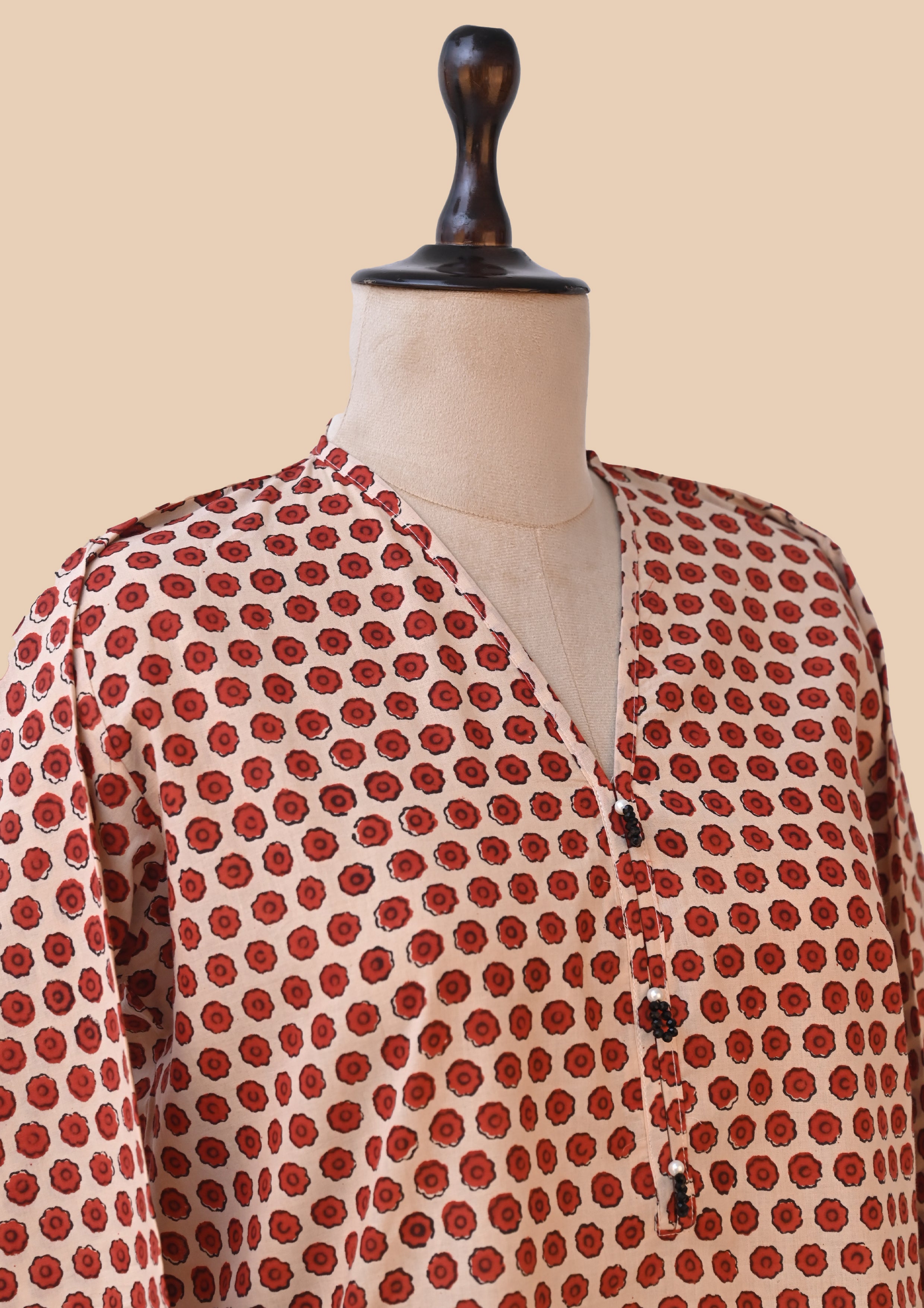 Red Kalamkari Bagru Block Print Kurta Set