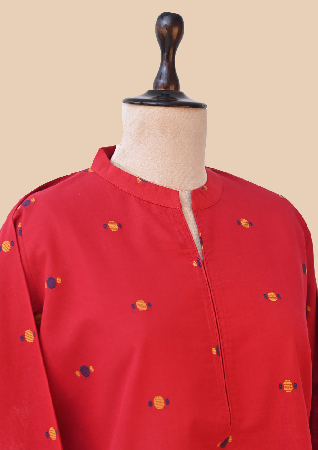 Red Handloom Kurti Set