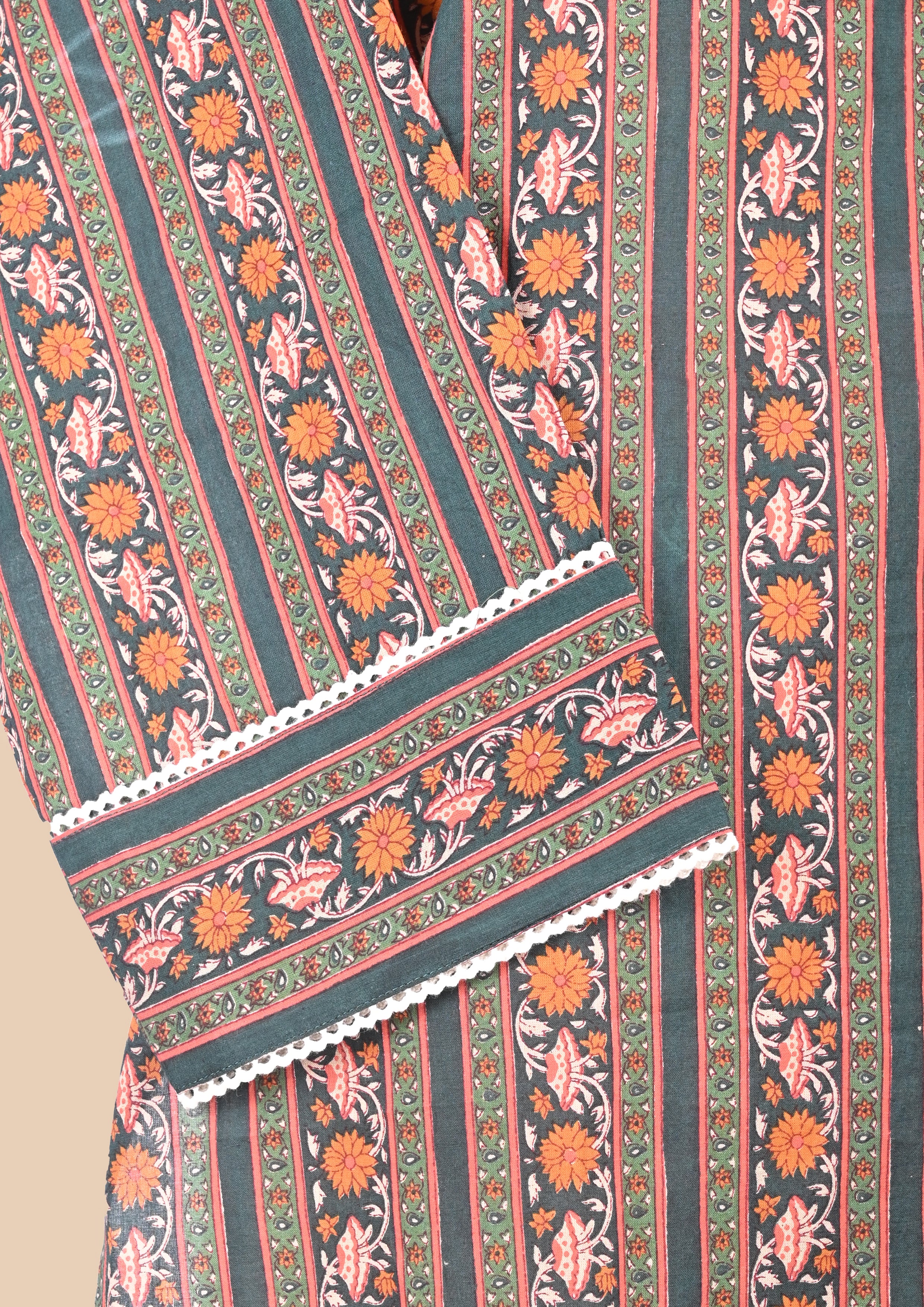 Dark Green Mul Cotton Kurta Set