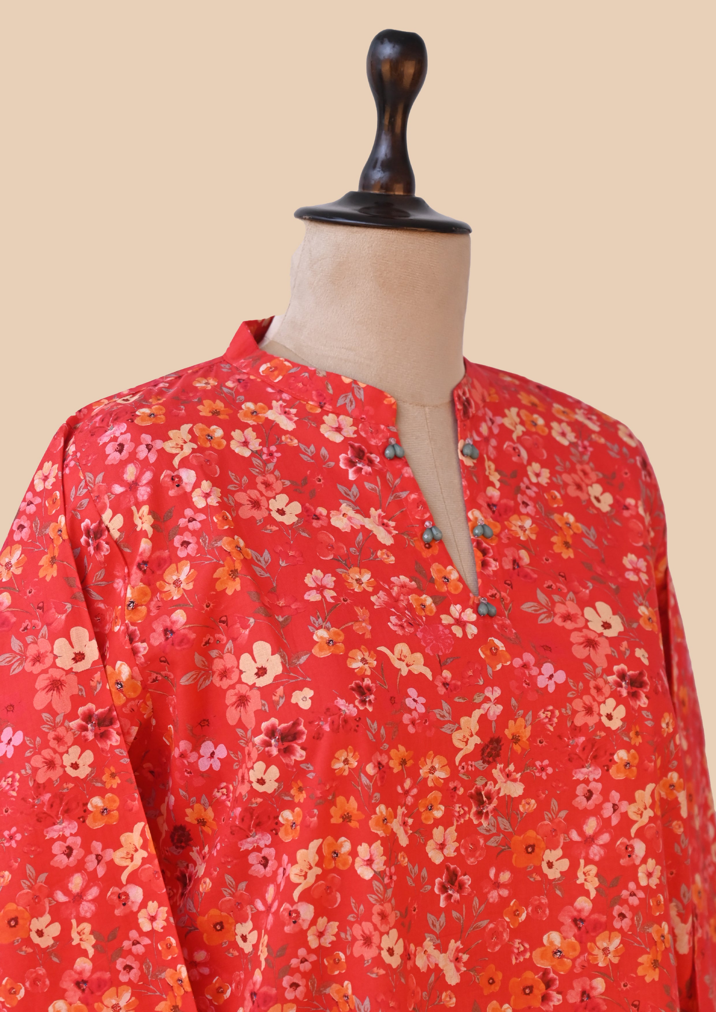 Red Supreme Cotton Kurta Set