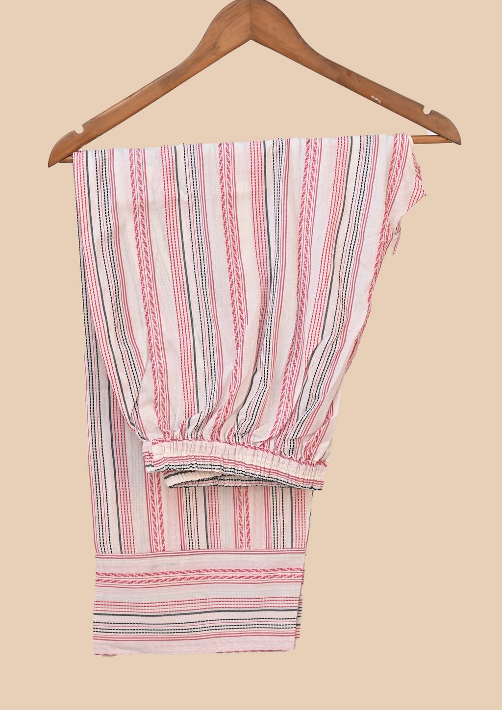 White Pink Handloom Shirt Set