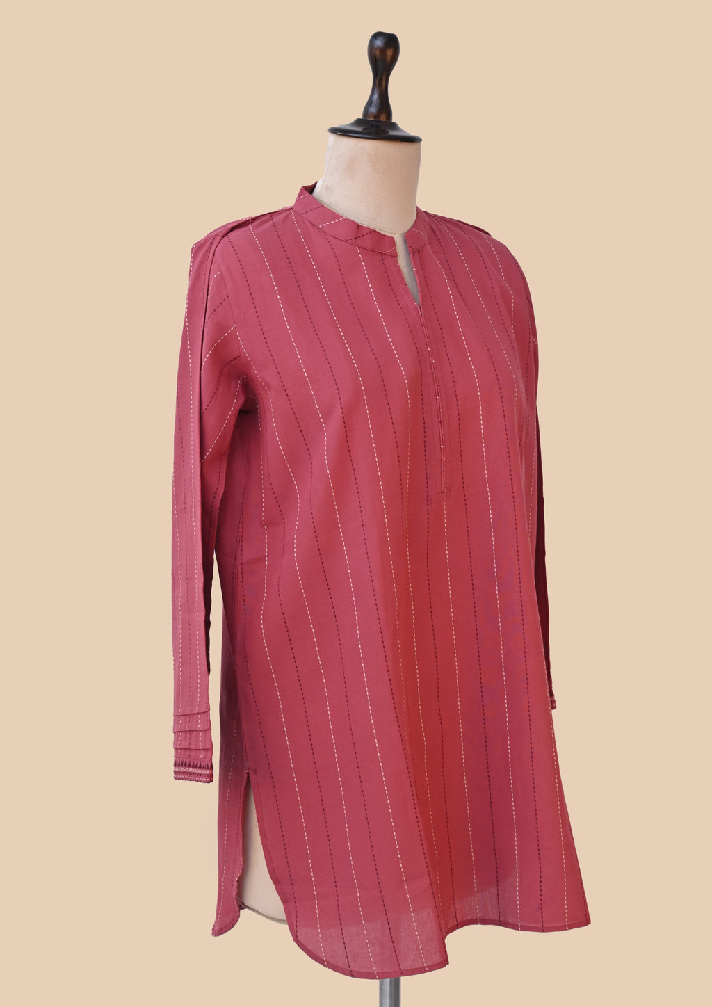 Red Handloom Kurta Set