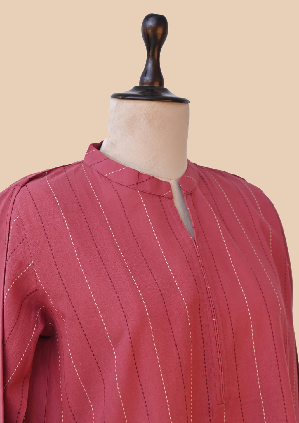 Red Handloom Kurta Set