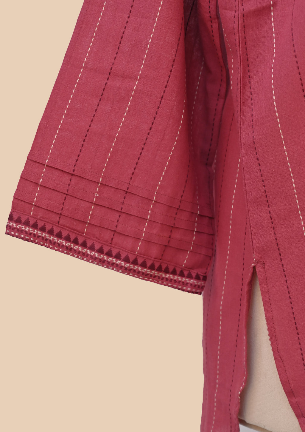 Red Handloom Kurta Set