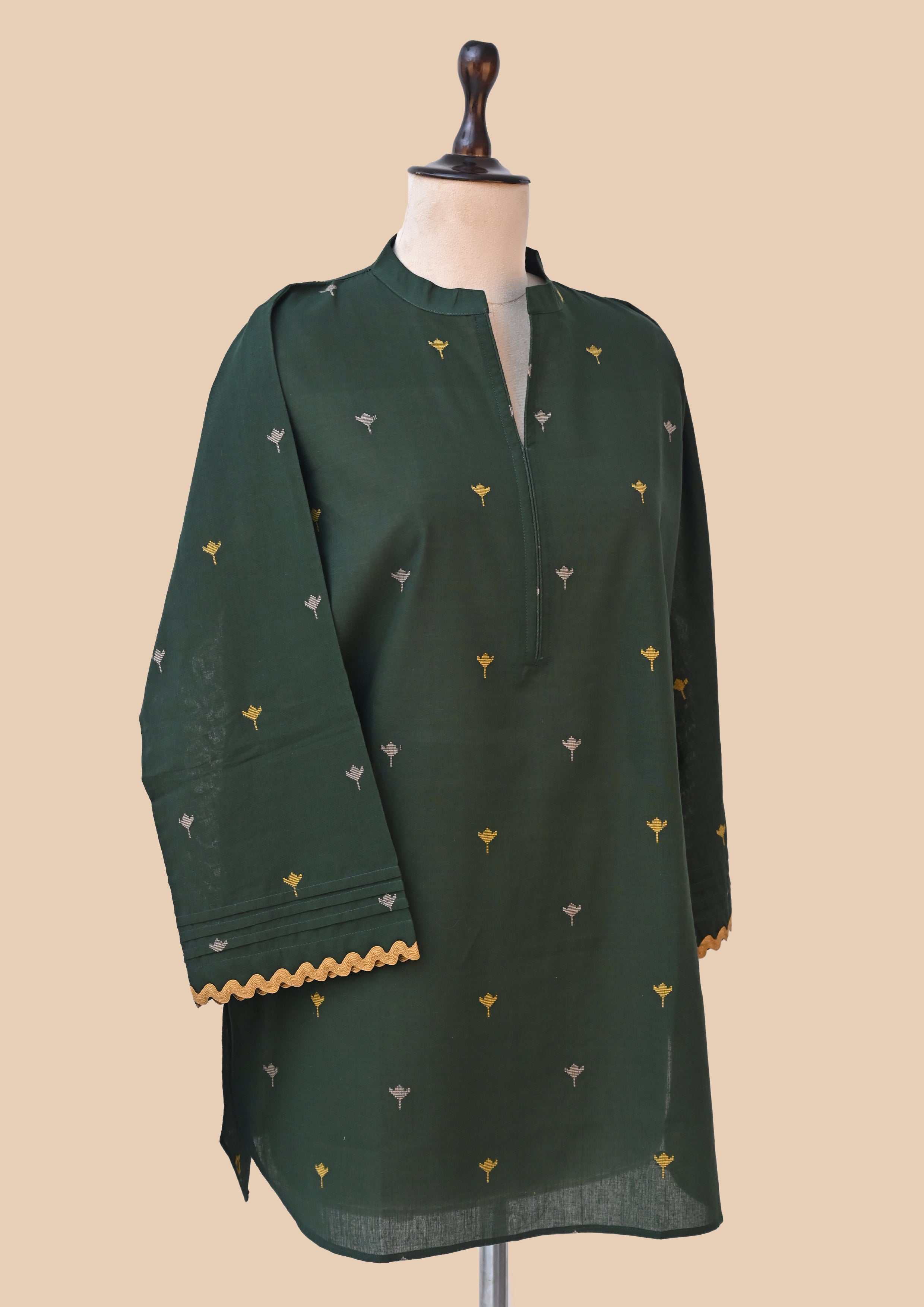 Green Handloom Kurti Set