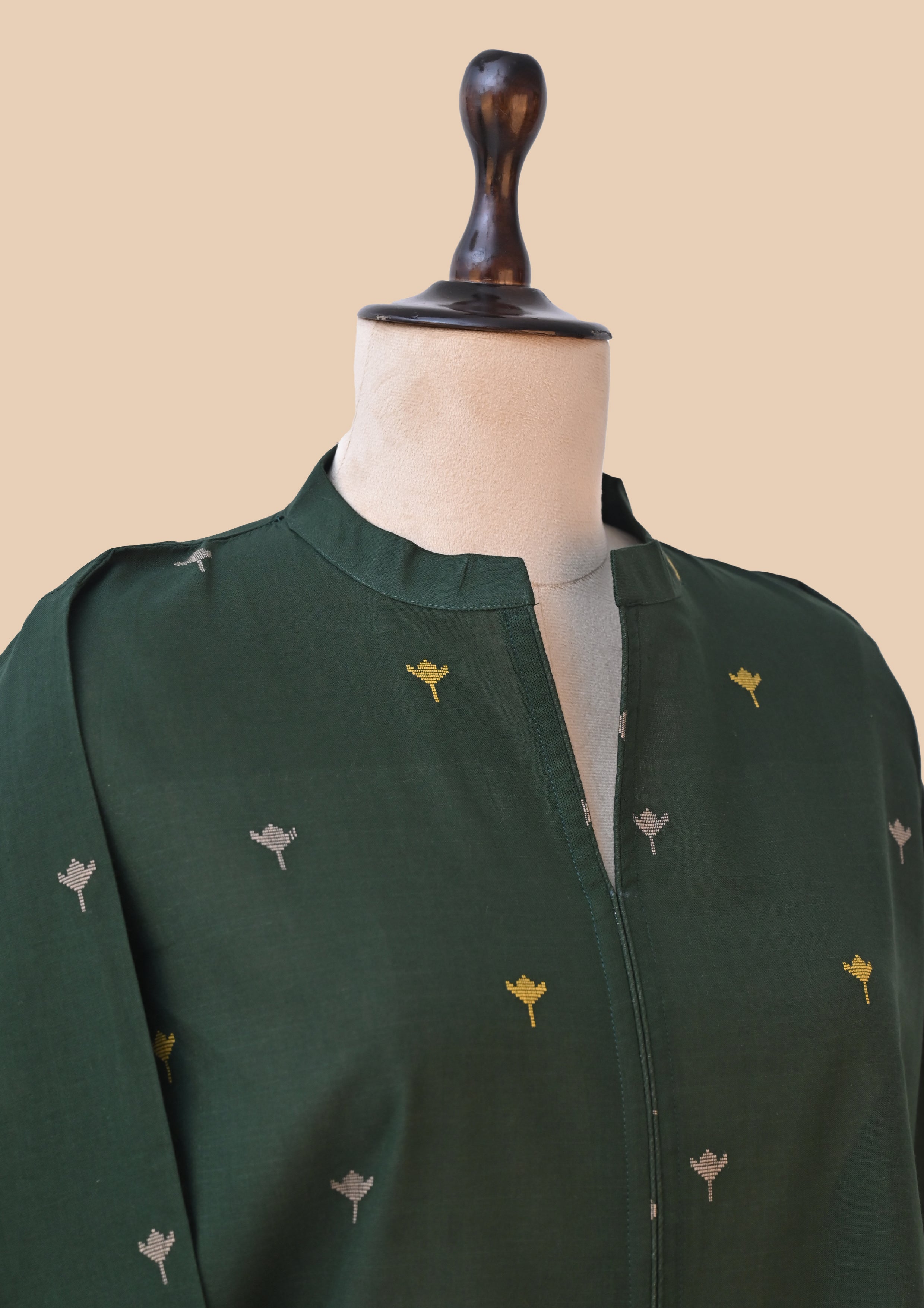 Green Handloom Kurti Set