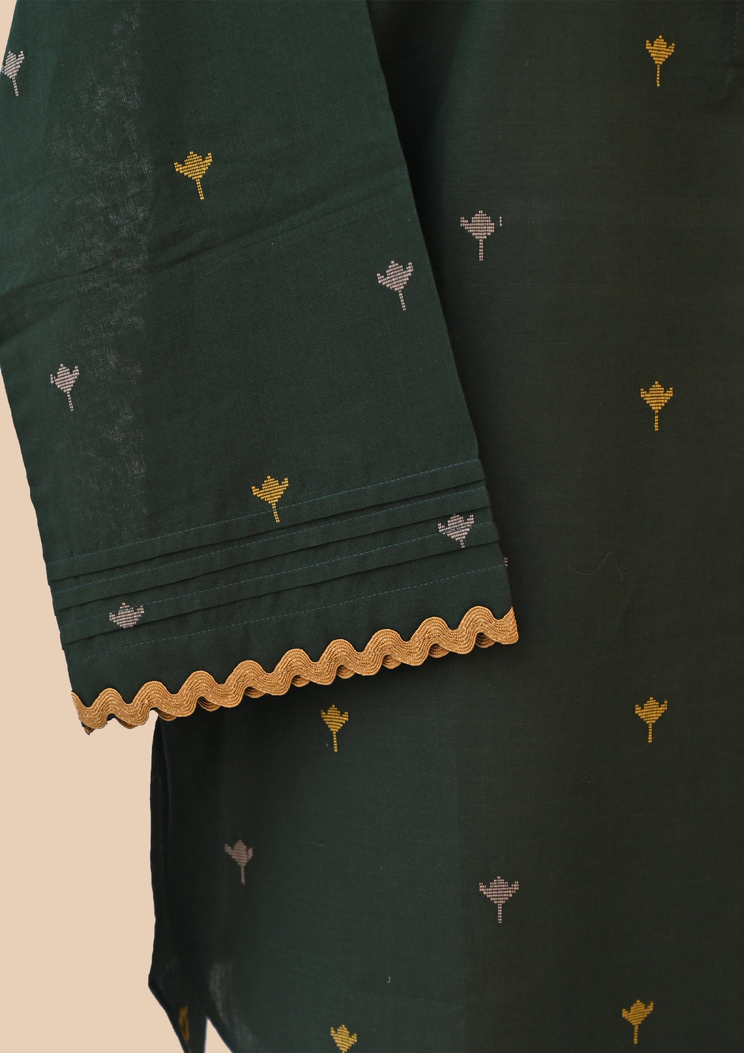 Green Handloom Kurti Set