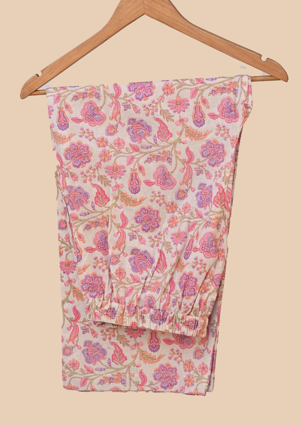 Pink Flax Cotton Kurti Set