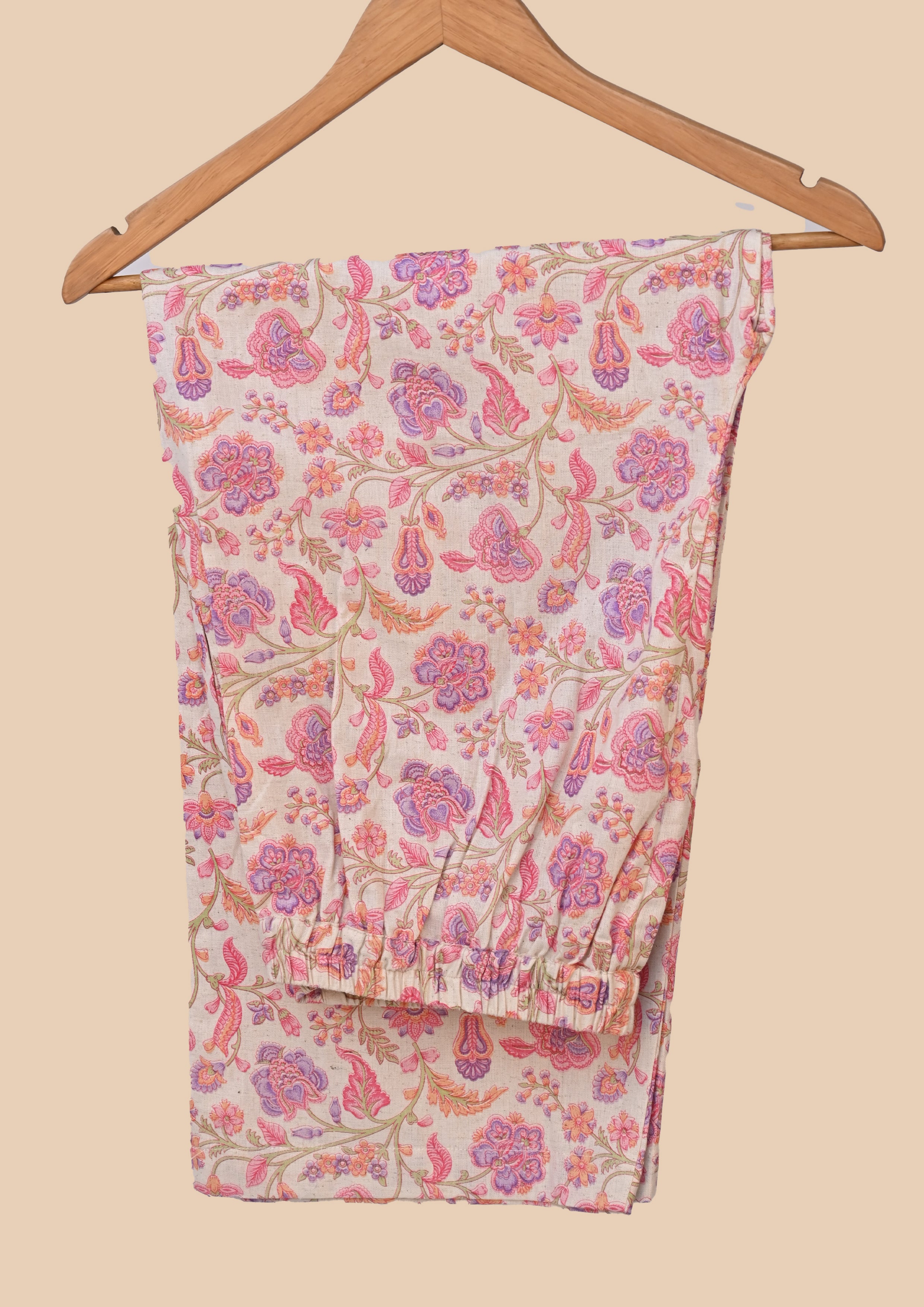 Pink Flax Cotton Kurti Set