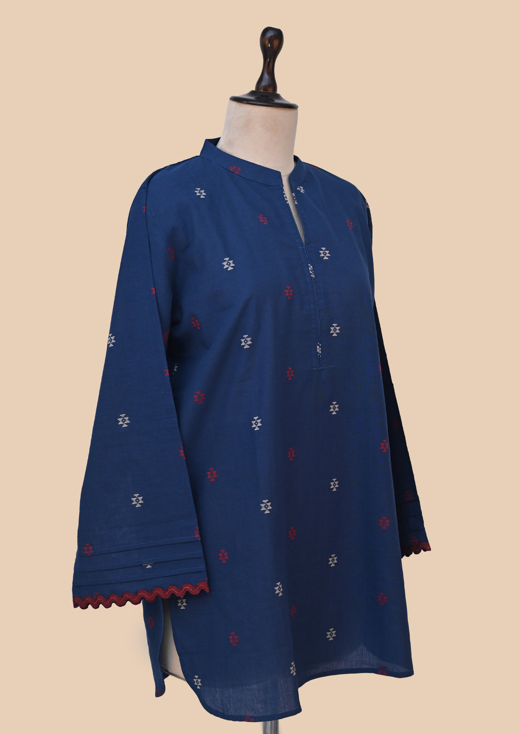 Blue Handloom Kurti Set
