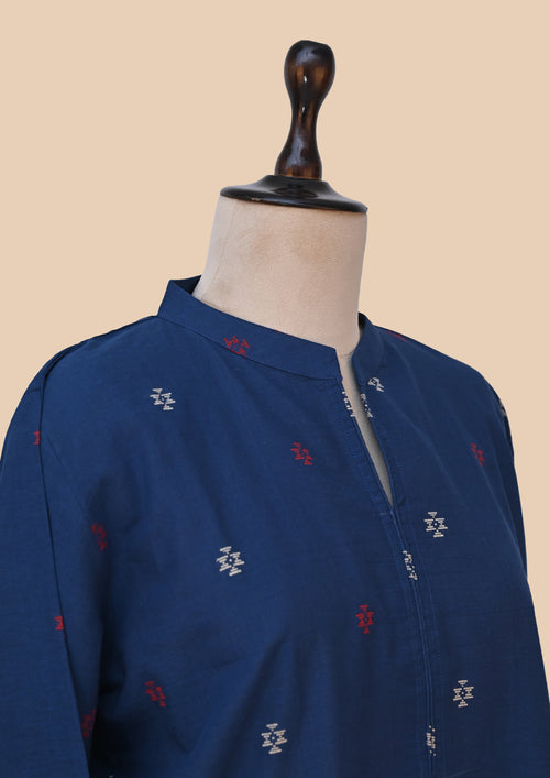 Blue Handloom Kurti Set