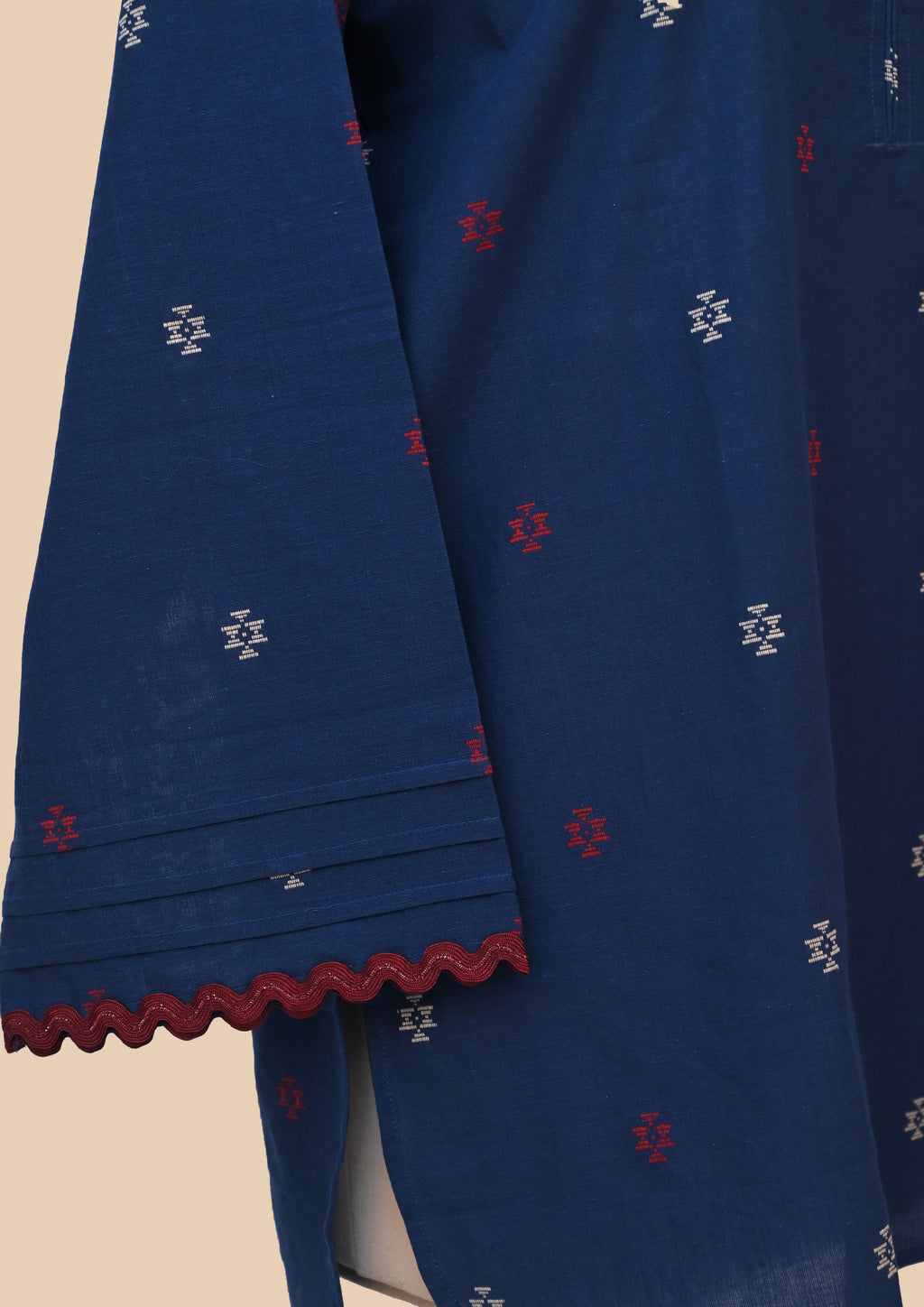 Blue Handloom Kurti Set