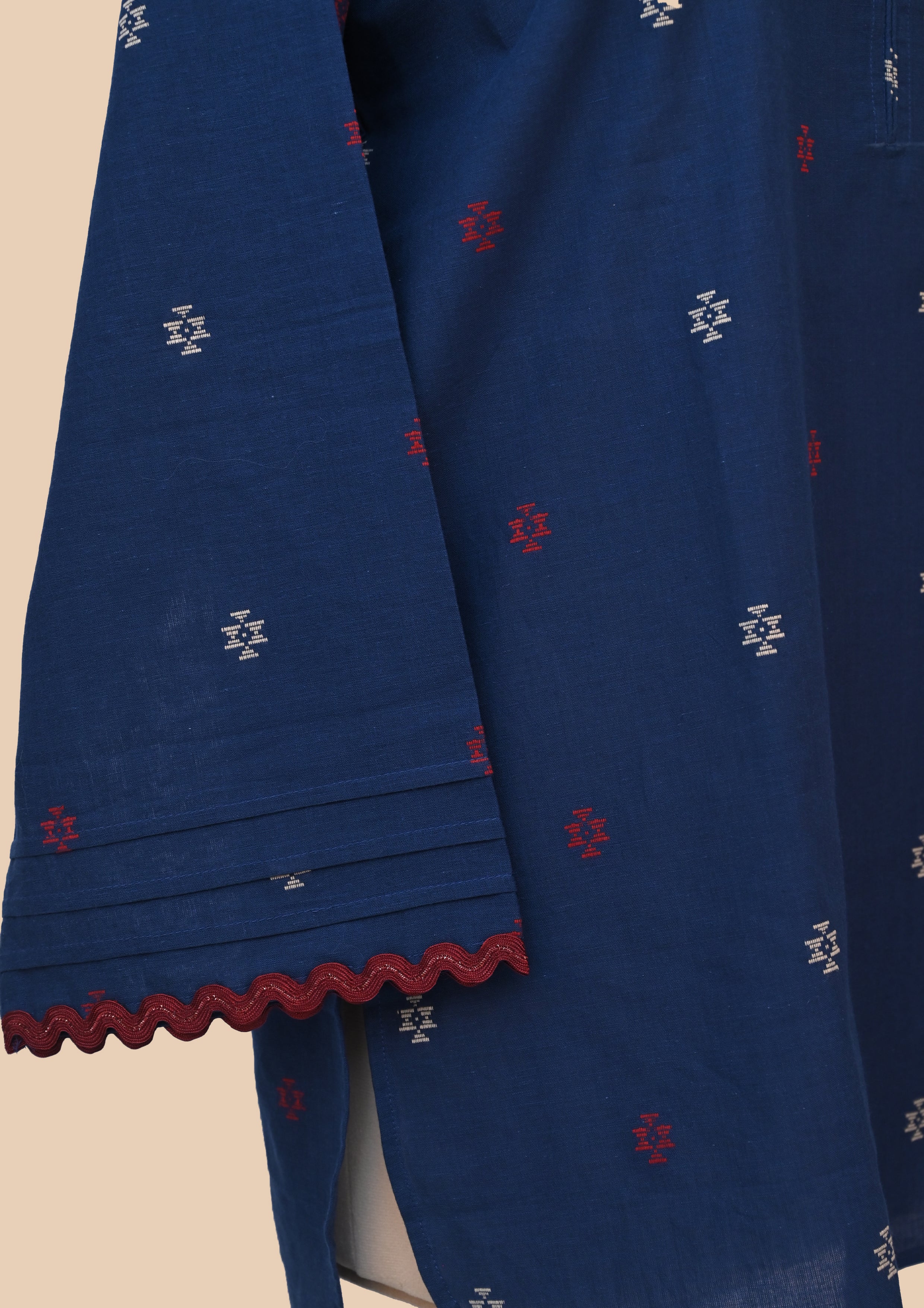 Blue Handloom Kurti Set