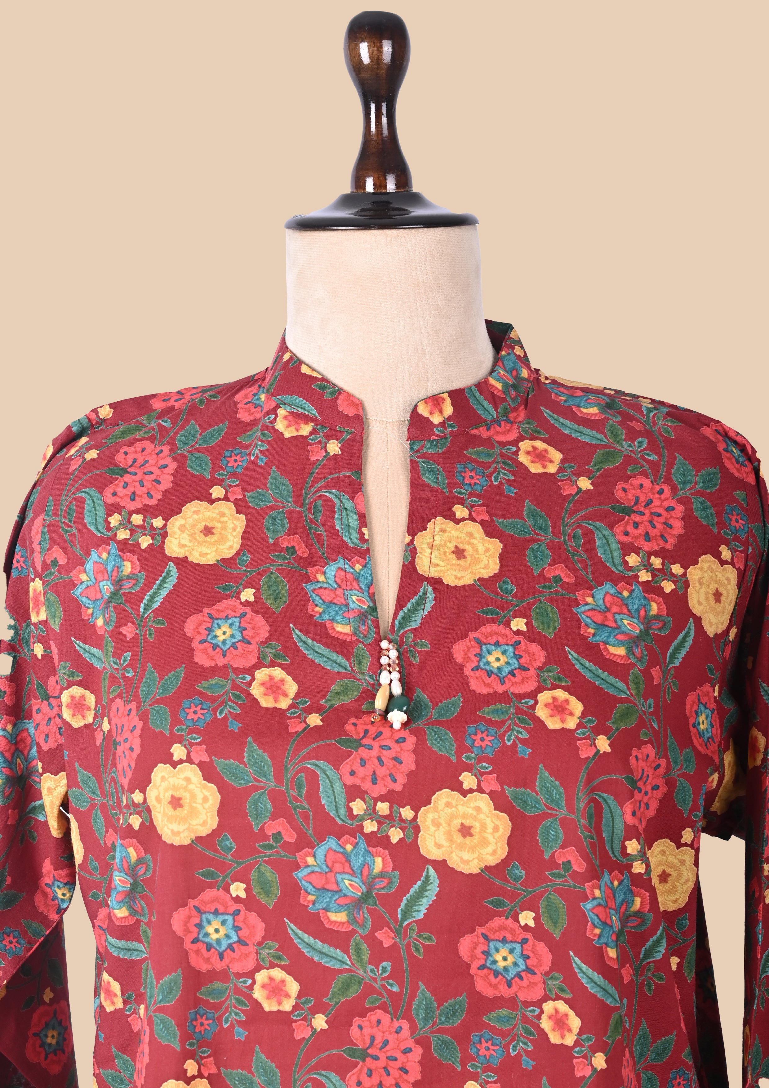 Rose Red Cambric Cotton Kurta Set