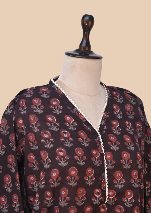 Black Mul Cotton Kurti Set