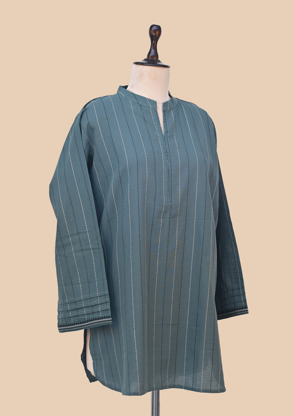 Green Handloom Kurti Set