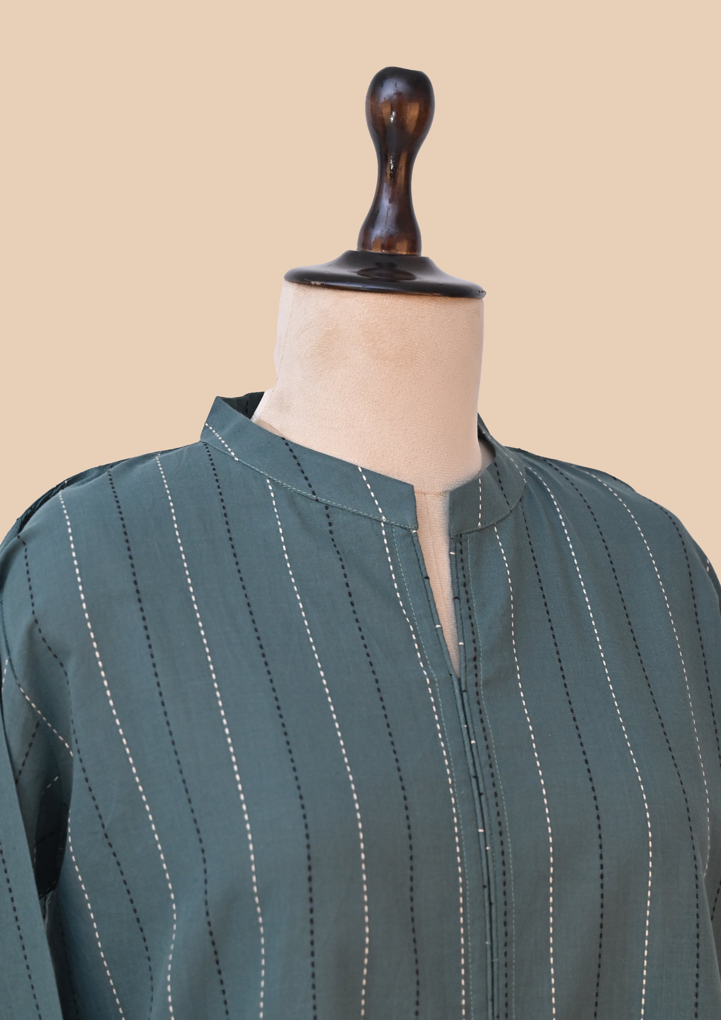 Green Handloom Kurti Set