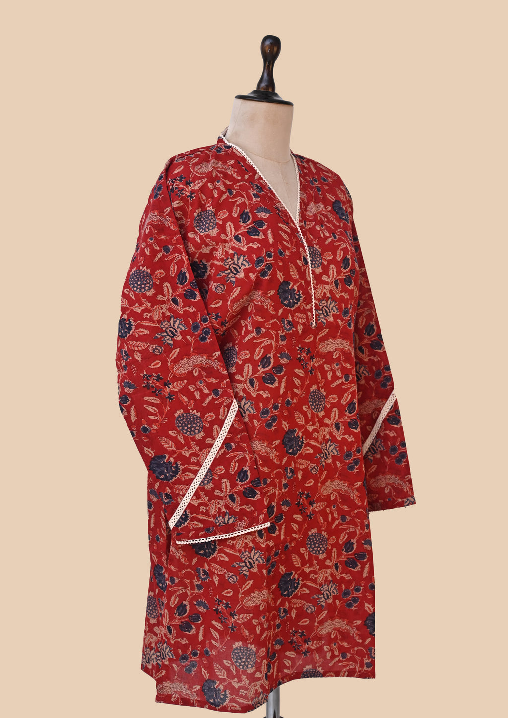 Red Mul Cotton Kurti