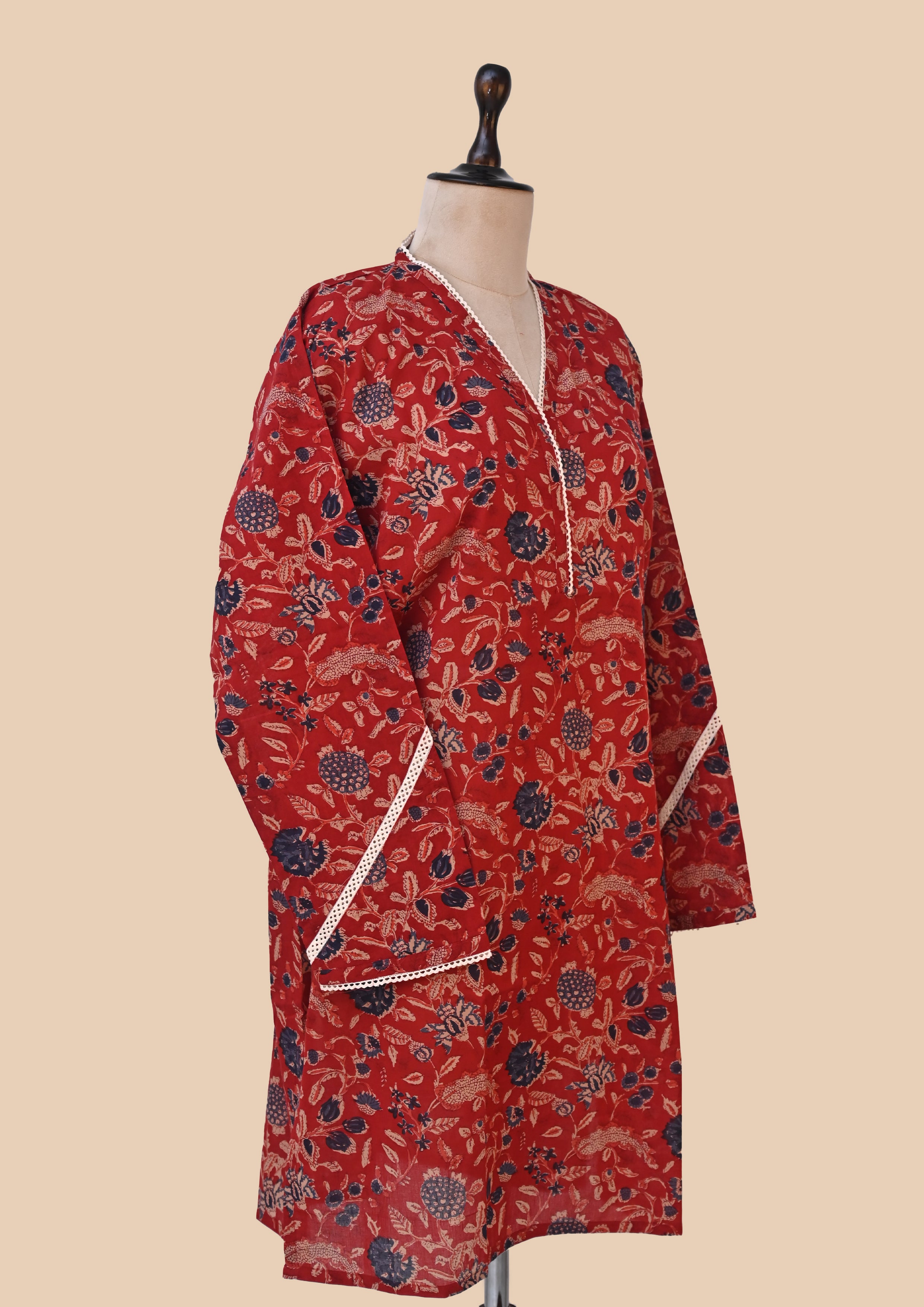 Red Mul Cotton Kurti
